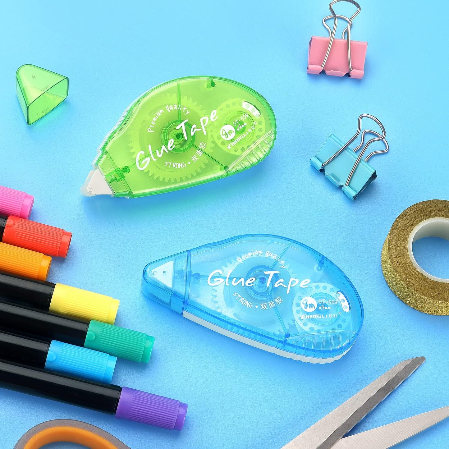 Tamaki 3 Pack Double Sided Tape Roller, Scrapbooking Tape, Adhesive Tape Dispenser Runner for Crafts and Arts Projects, Photo Tape