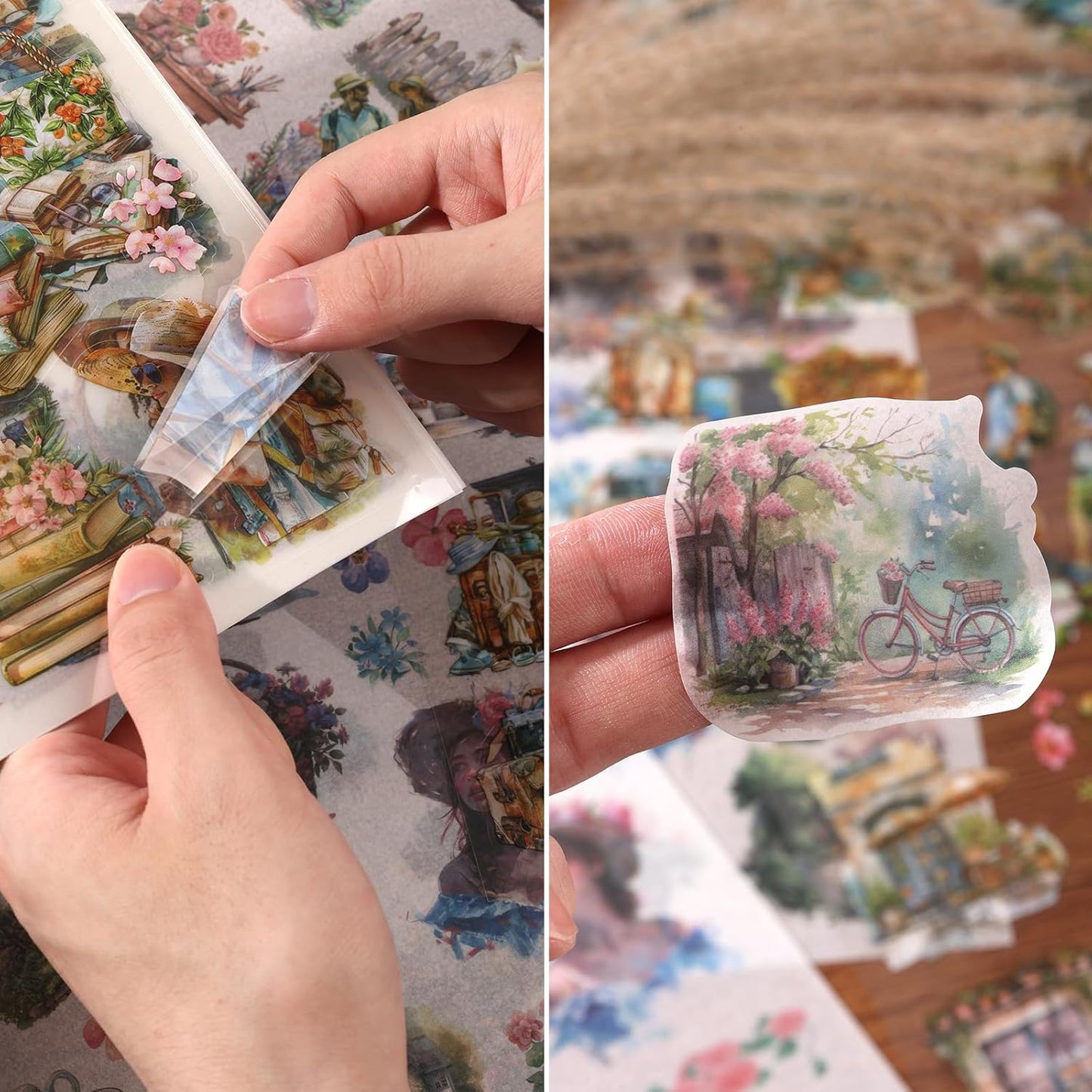 Scrapbook Stickers 20 Sheets 240 Pre-Cut Washi Stickers for Journaling PET Transparent Book Sticker Decorative or DIY Paper Crafts Arts and Crafting Projects