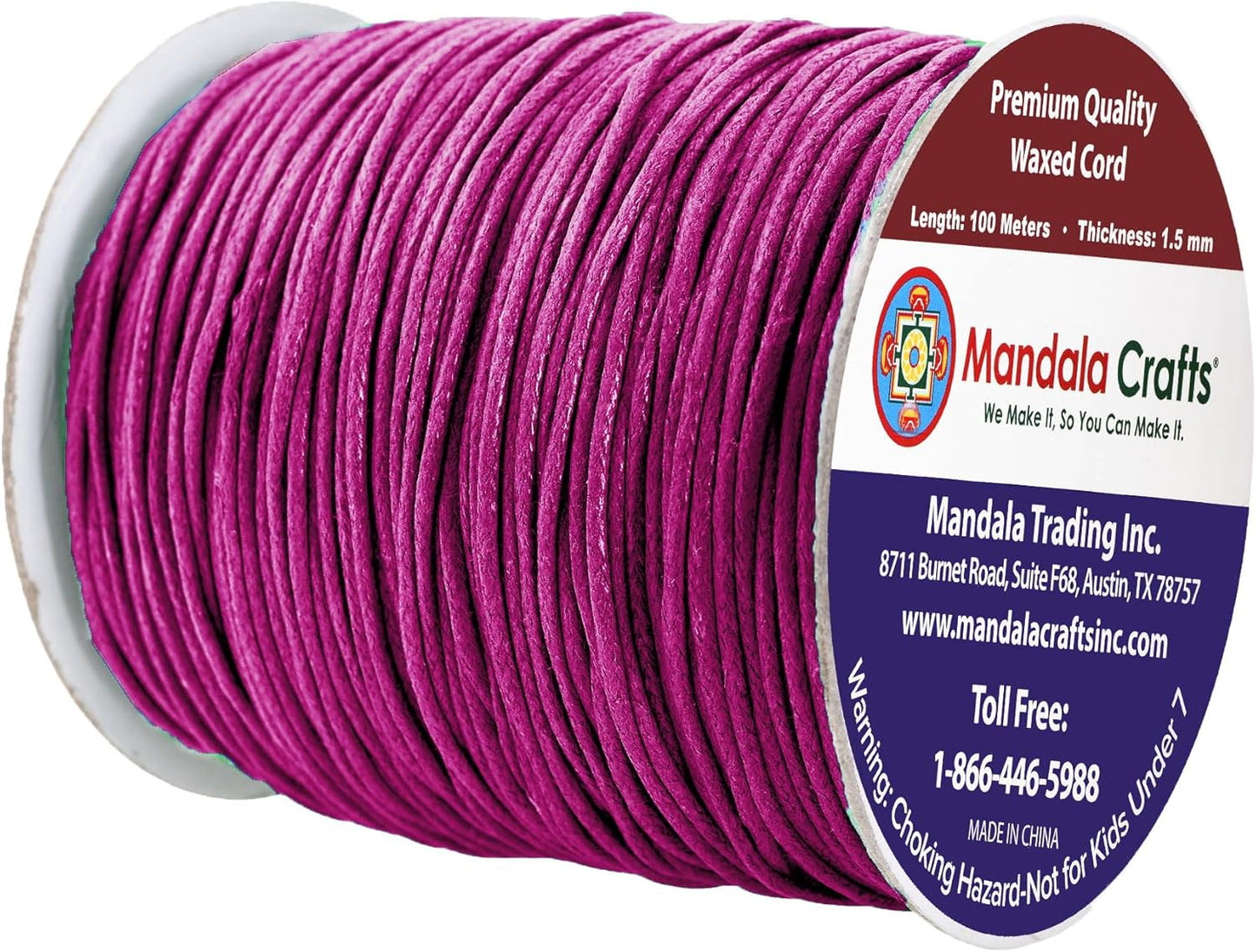 Mandala Crafts 1.5mm 109 Yards Dark Violet Cotton Waxed Cord for Jewelry Making Bracelet Cord Waxed String - Beading String Thread Jewelry Cords for Necklaces String