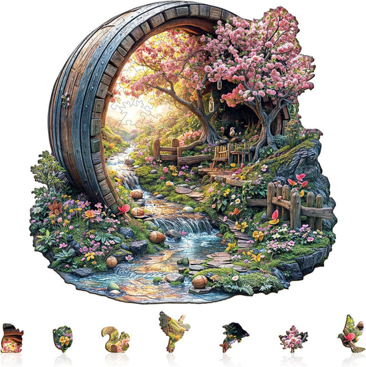 Wooden Puzzles for Adults, Spring Flower Wooden Jigsaw Puzzle for Adults, 200 Piece Unique Animal Shape Wood Puzzles Adult, Birthday Party Gifts for Friends & Family Game Home Decor (M-11.4 * 11.2in)
