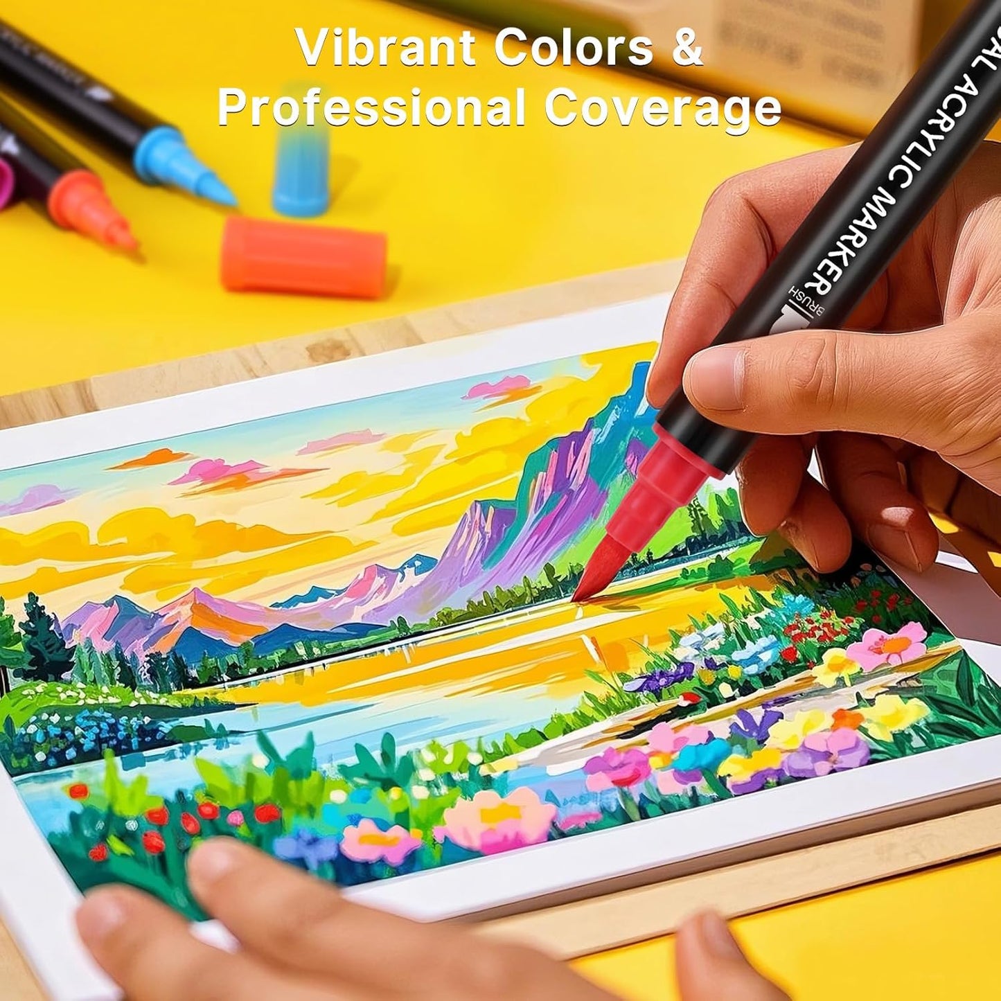 Tongfushop 72 Colors Acrylic Paint Markers, Dual Tip Acrylic Paint Pens with Brush Tip & Fine Tip, Wood Markers for Rock Painting, Wood, Canvas, Stone, Glass, Ceramic, DIY Crafts, Art Supplies