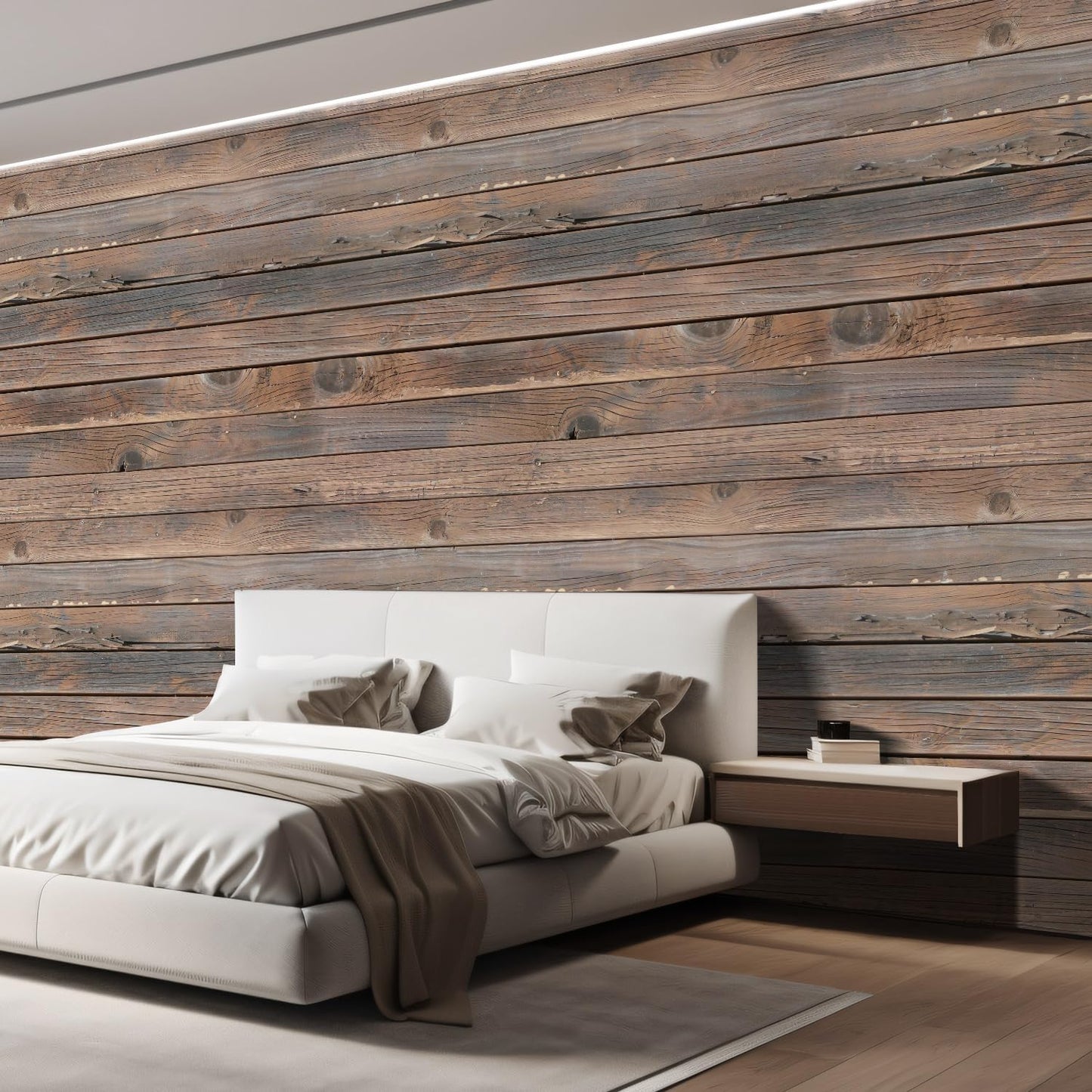 wall26 Horizontal Brown Vintage and Retro Wood Textured Paneling, Wall Mural, Removable Wallpaper, Home Decor - 132x168 inches