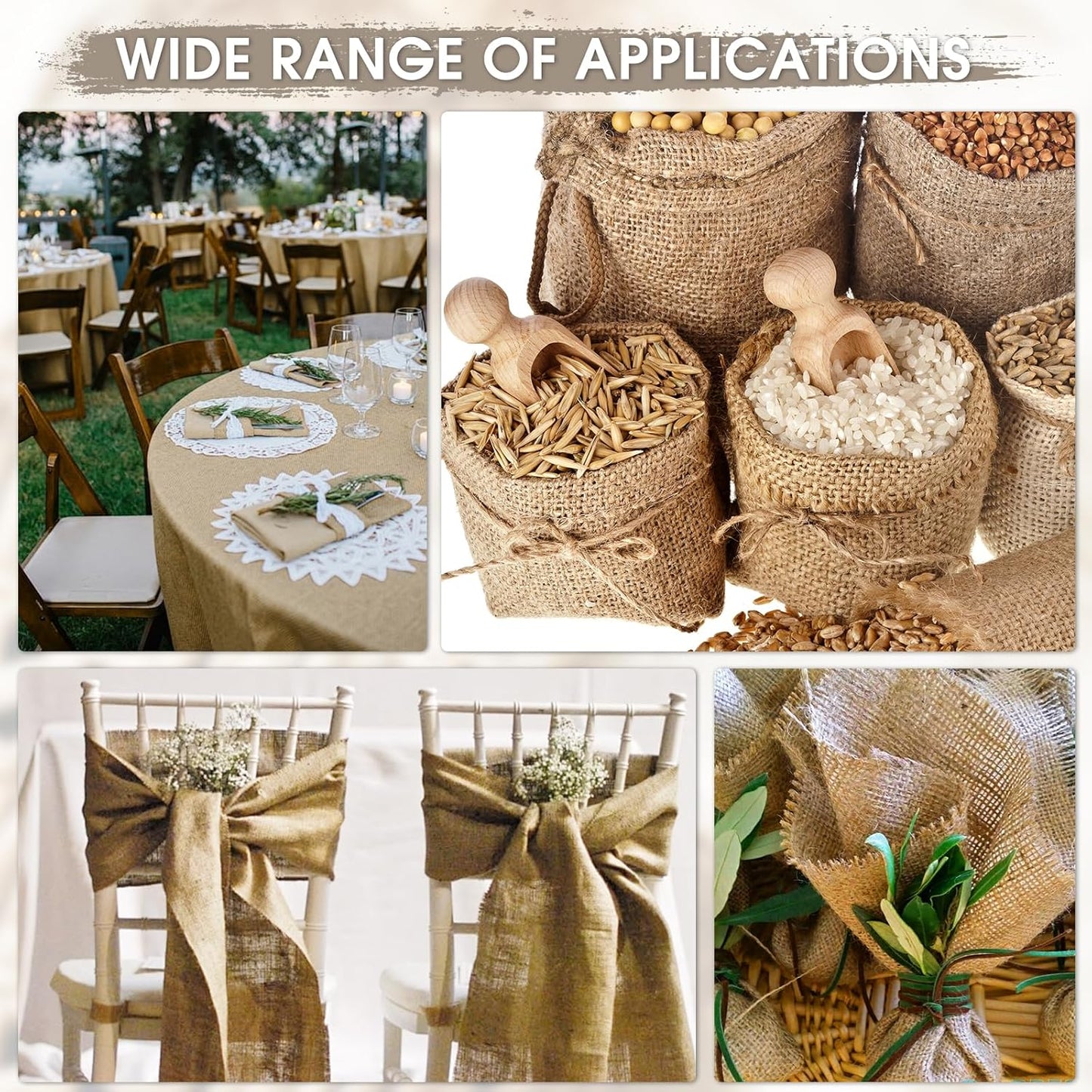 Burlap Fabric - Garden Burlap Fabric Roll Natural Jute Outdoor Fabric Burlap Weed Barrier Trees Trunk Wrap for Crafts Farmhouse Gardening Table Decor for Crafts (19.7" x 15 Feet)