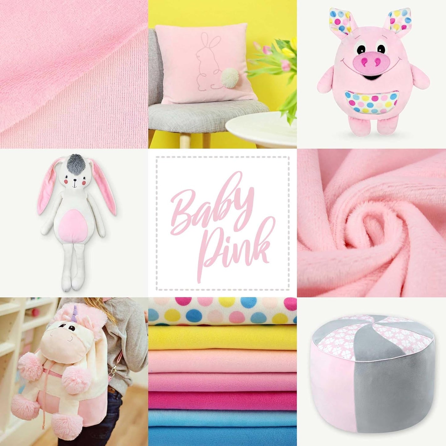 kullaloo Plush Fabric | Solid Baby Pink Minky Fabric for Sewing (Pack of 2) | Super Soft Cuddle Material | 39.5x29.5 | Plushies, Baby Blankets, Pillows, Dog Beds, Cat Beds, Baby Accessories, Apparel