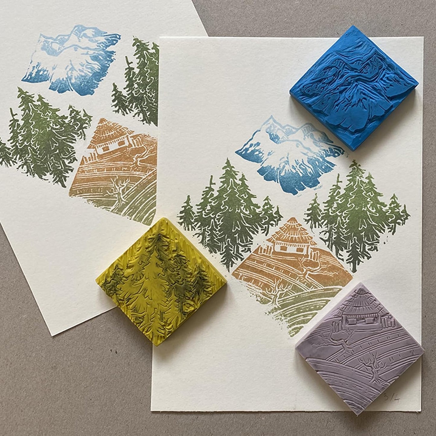 PATIKIL 4Pcs 2" Rubber Carving Blocks, Soft Linoleum Art Carving Block Round Crafts Stamp Making for Printmaking Stamps Carving Supplies, White