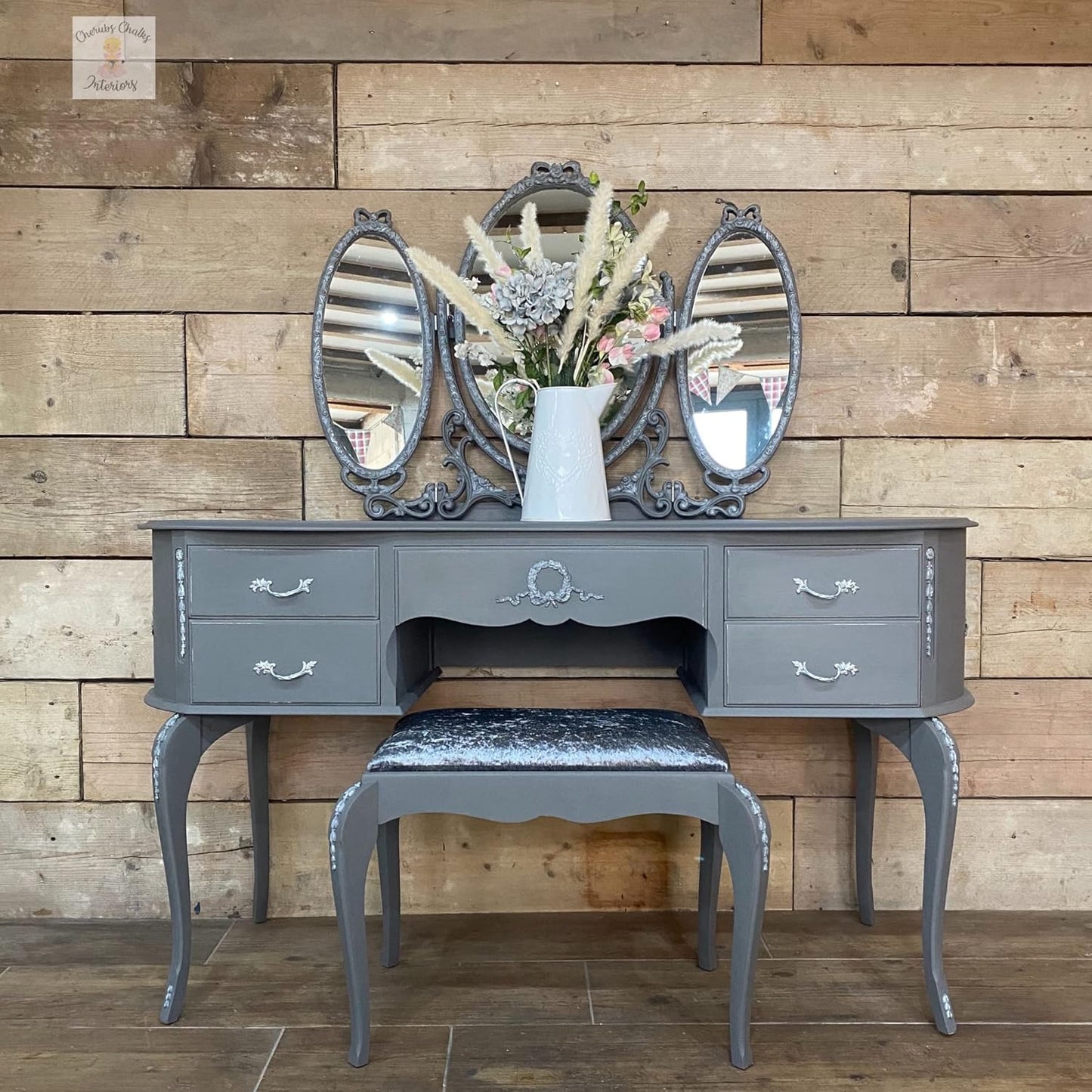 Dixie Belle Paint Company Chalk Finish Furniture Paint - Hurricane Gray (16oz) - Matte Medium Gray Chic Chalk Mineral DIY Furniture Paint