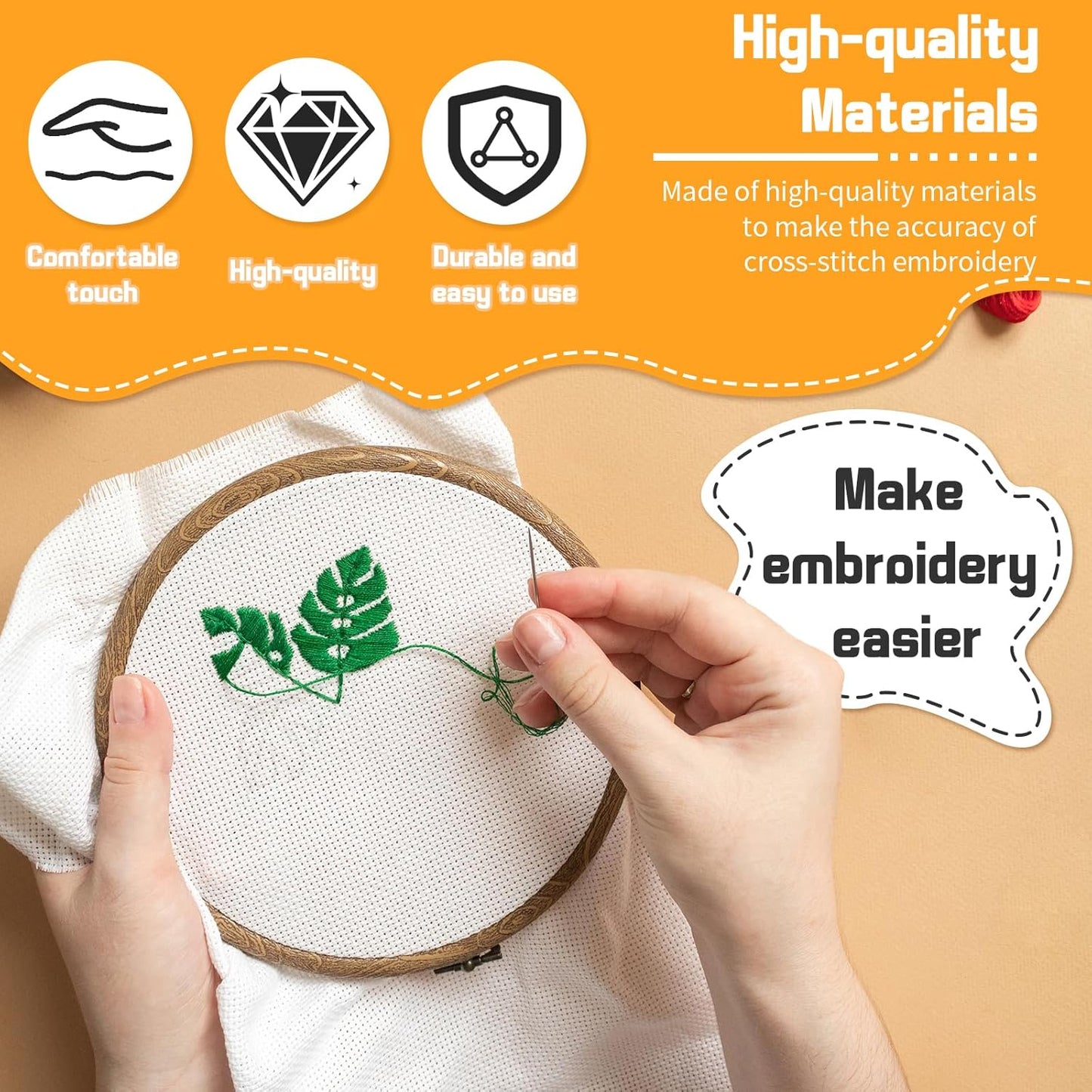 6 Pcs Cross Stitch Fabric, 14 Count Black Embroidery Fabric Cloth Cross Stitch Cloth Supplies for Needlework, DIY Embroidery Home Decoration Crafts (12 by 18-Inch)