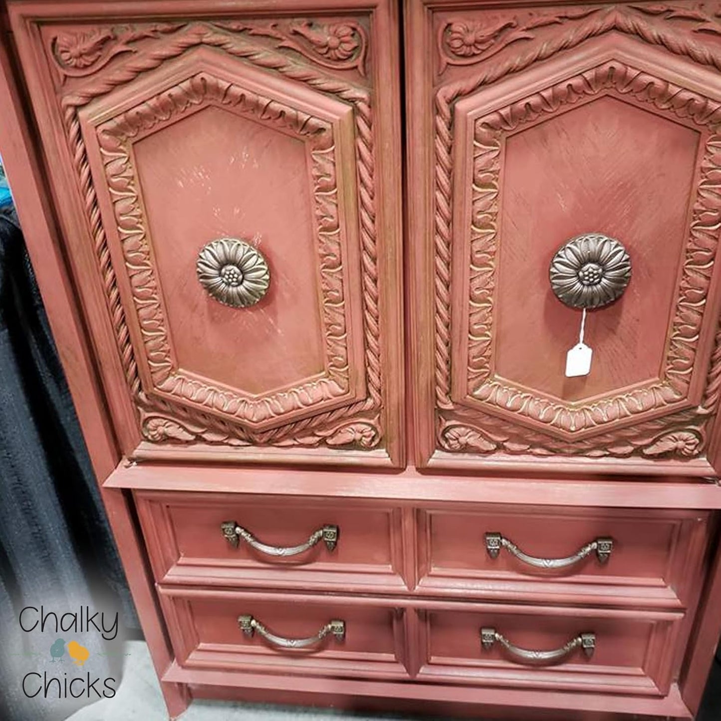 Chalky Chicks All-in-One Chalk Paint for Furniture or Cabinet - 16 Fl Oz - Matte Finish Gingers Blush Pink for Metal, Wood Furniture Paint - No Sanding All-in-One for Home Decor & Crafts, USA Made