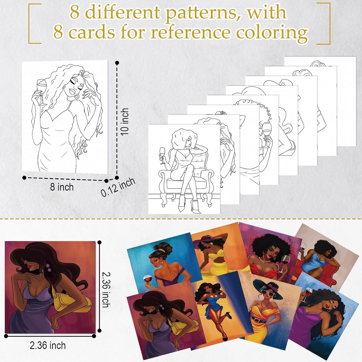 Cholemy 36 Pcs Paint and Sip Kit for Adults 8''x10'' Pre Drawn Canvas for Painting DIY Afro Acrylic Painting Kit Wood Easel Brushes Date Night Bulk for Christmas Party Gifts(Charming Lady)