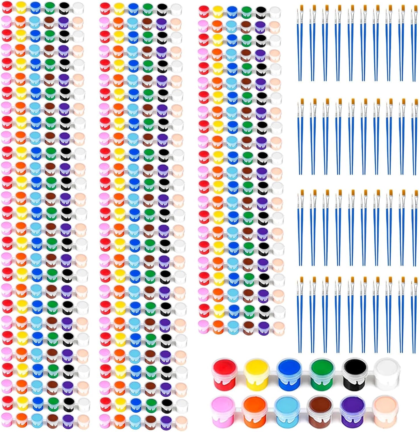 40 Pack Mini Acrylic Paint Set, 12 Colors Washable Paint Strips for Kids & Adults - Includes 80 Brushes, 480 PCS kids Paint Kits for Easter Eggs, Birthday, Classroom Party，school supplies