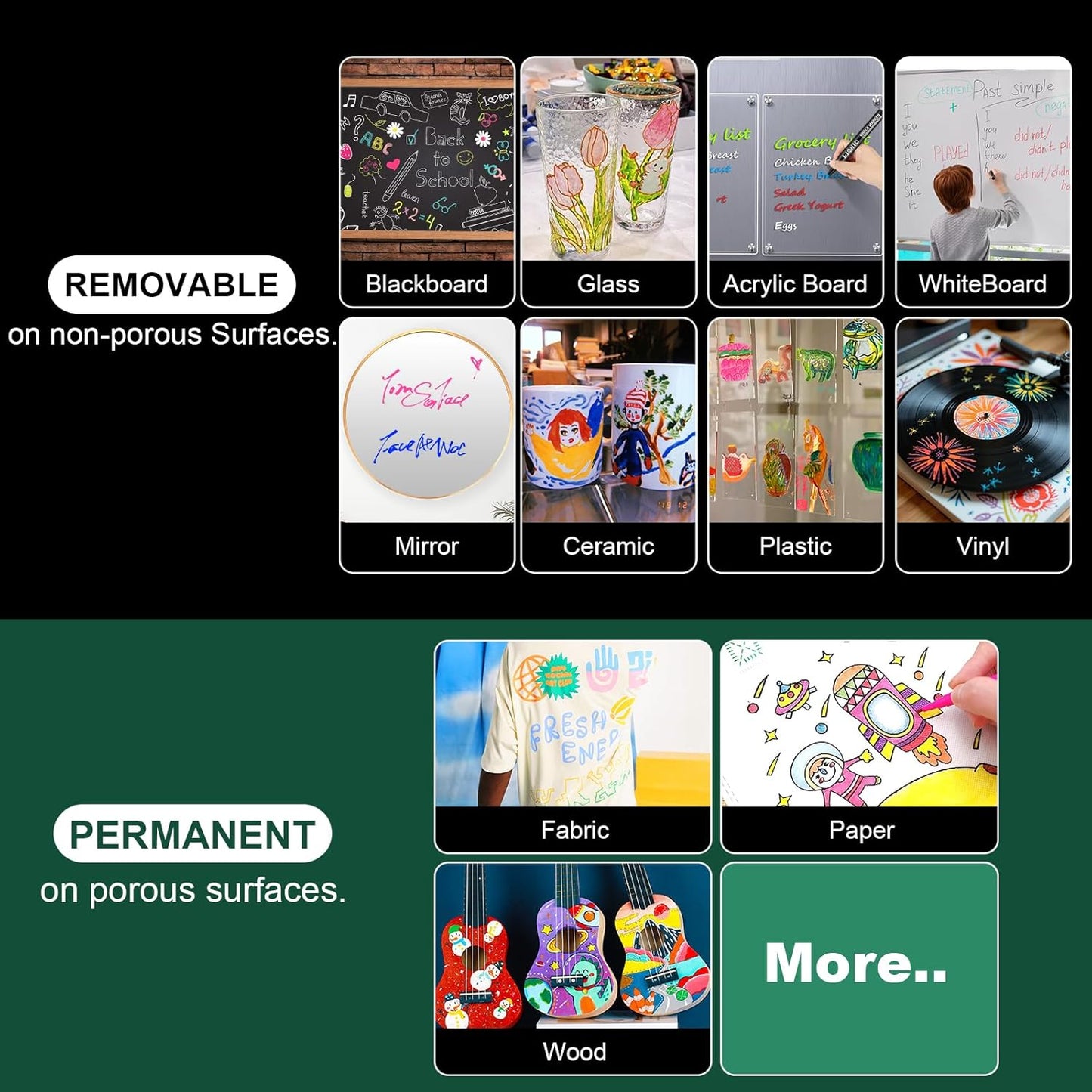 SILENART Liquid Chalk Markers - 8 Vibrant Colors - Chalkboard Markers for Blackboard Glass Window Car Dry Erase Board Acrylic Calendar Board Whiteboard- Wet Erase