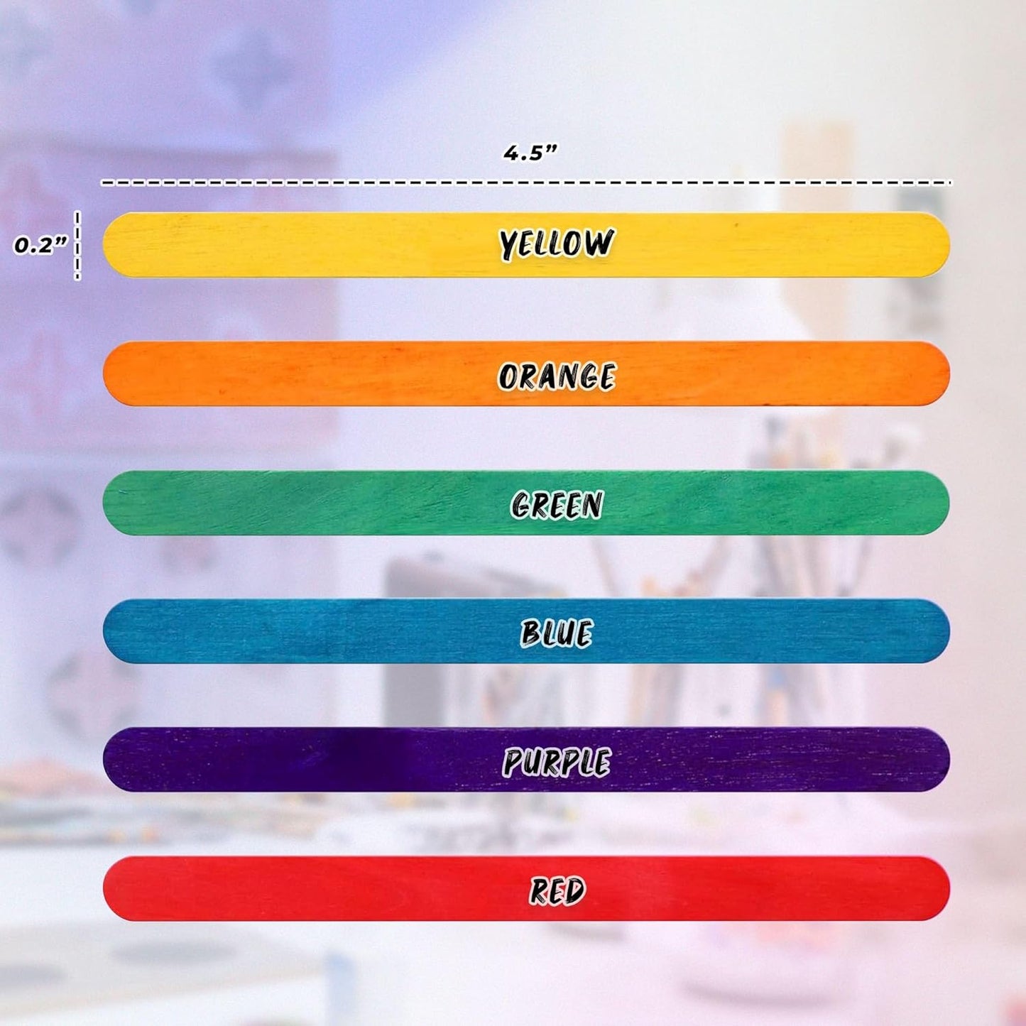 Darice 1000 Pcs Colored Popsicle Sticks for Crafts, 4.5" Colorful Wooden Rainbow Craft Sticks Supplies, STEM DIY Art, Ages 3+