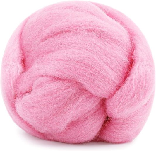 Mayboos Wool Roving Yarn, 1.76oz Colored Natural Wool Roving,Wool Felting Supplies Pure Wool Chunky Yarn for Wet Felting handcrafts and Spinning (Baby Pink)