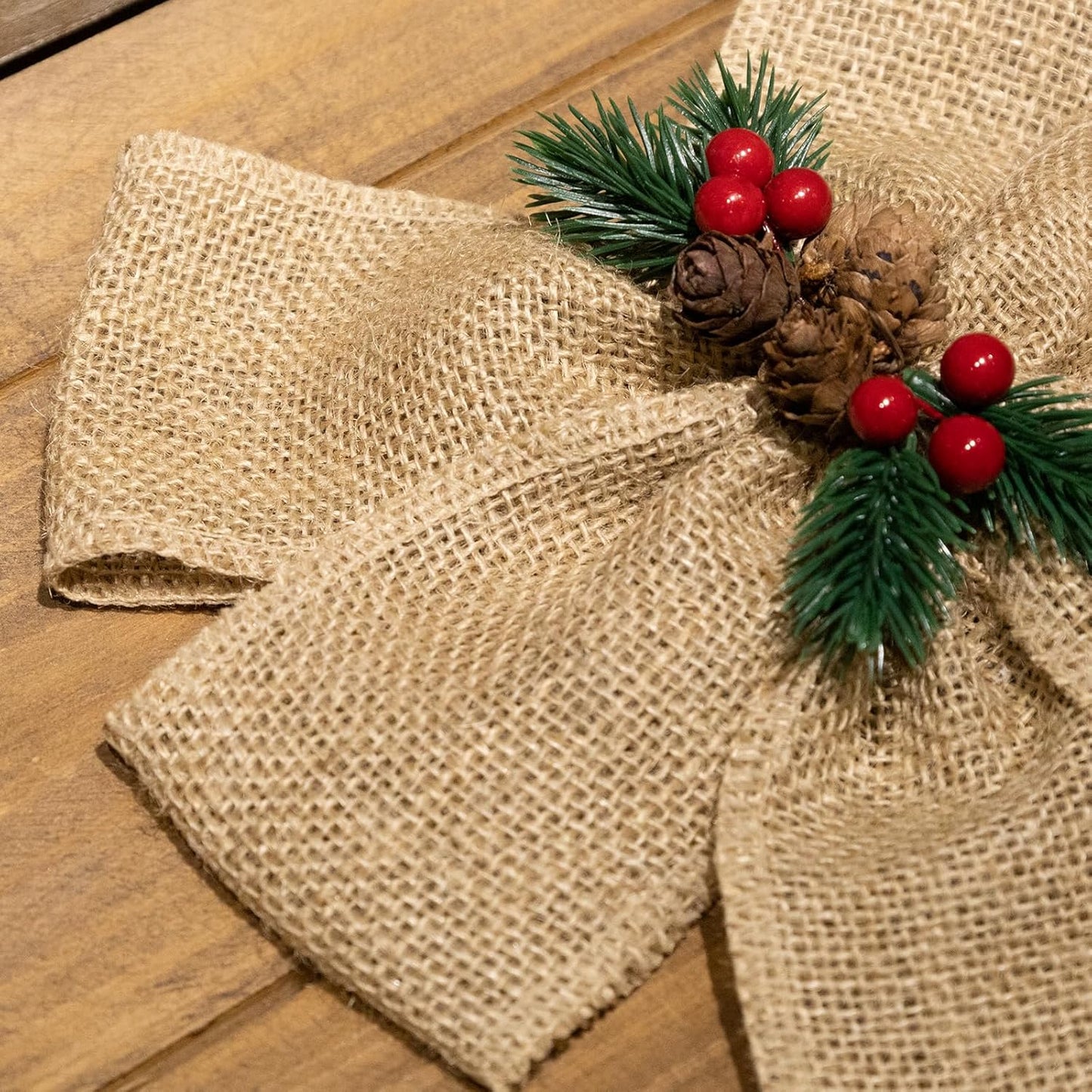 LaRibbons 2 Pcs 6 Inch Burlap Wide Fabric Craft Ribbon,10 Yard Per Roll, Natural Brown Ribbon for Bow Crafting,Wreath-Making, Tree Decoration