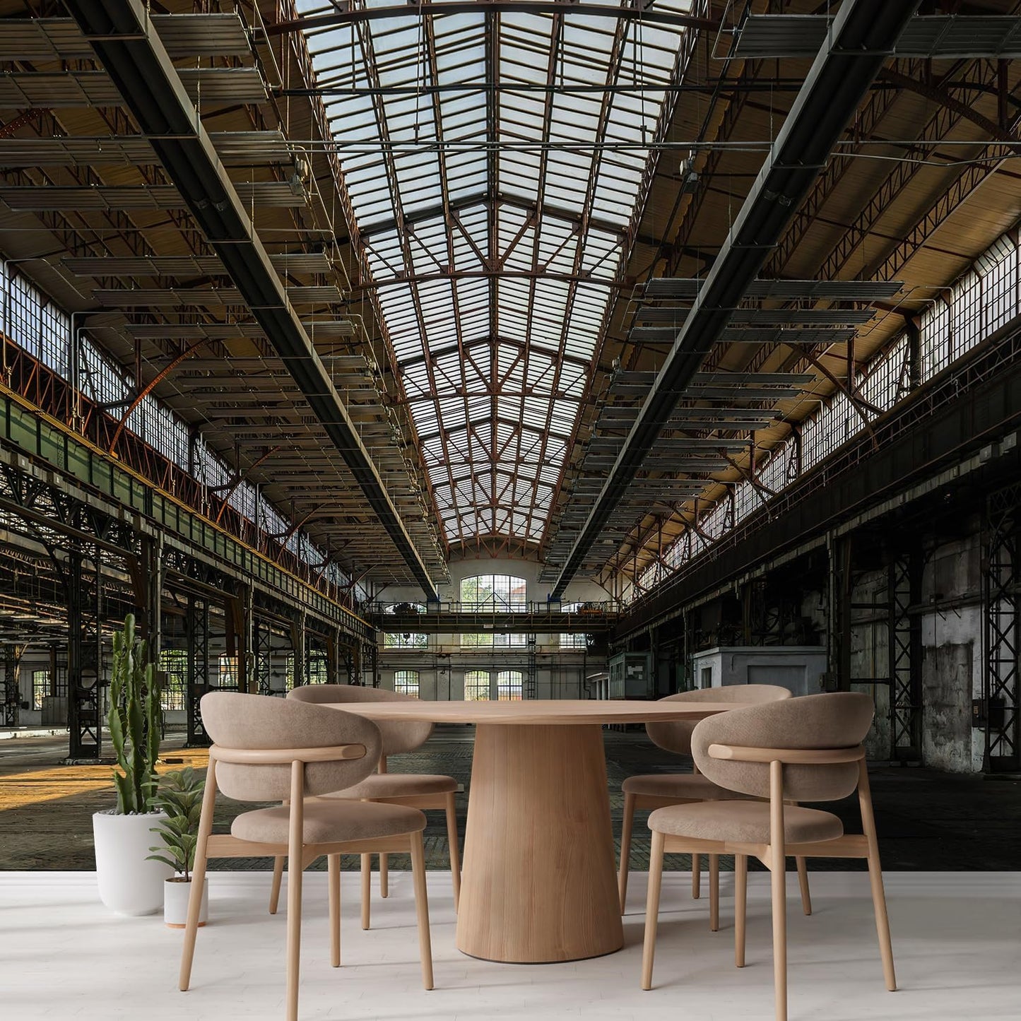 wall26 Wall Sticker/Wall Mural Industrial Interior of an Old Factory Building, Not Peel and Stick, Non-Woven Wallpaper Decorative for Bedroom, Living Room, Office - 120x168 inches