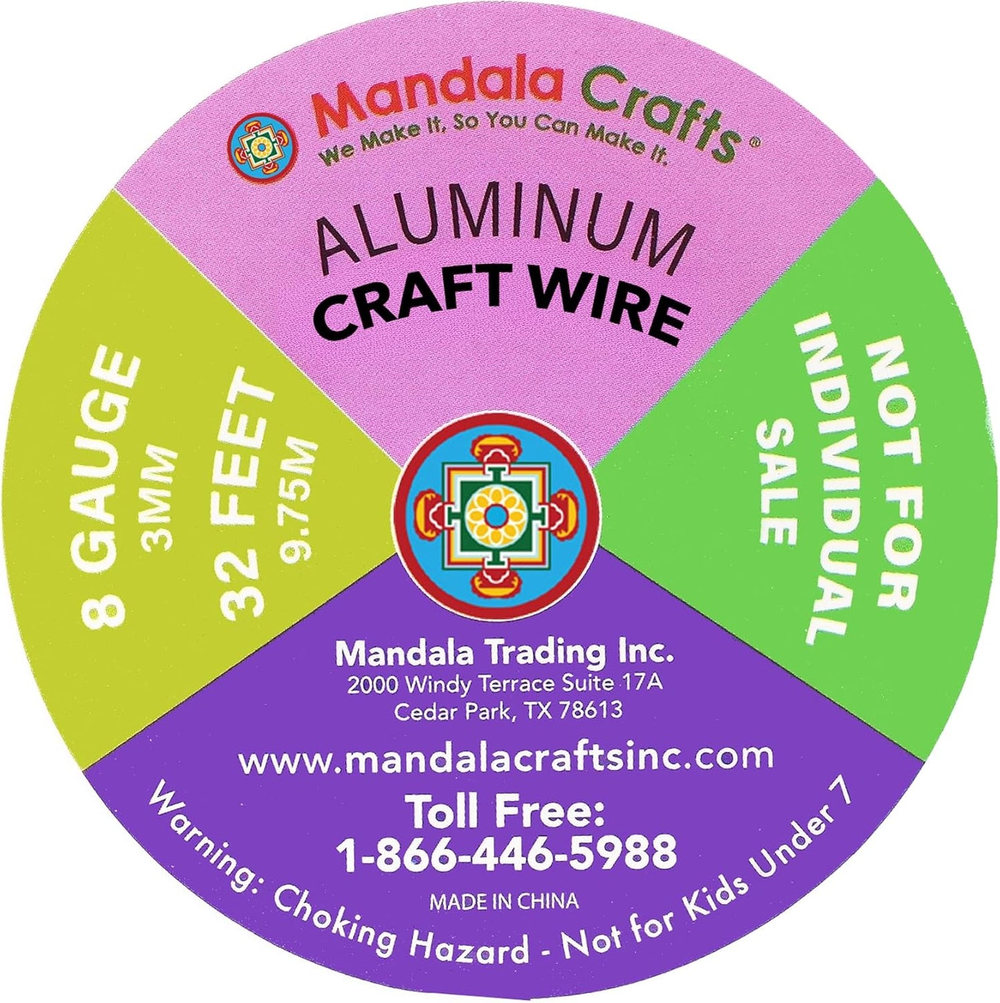 Mandala Crafts 8 Gauge Anodized Aluminum Craft Wire for Jewelry Making - 120 FT Colored Flexible Silver Black Wire - Bendable for Bonsai Armature Crafting Sculpting