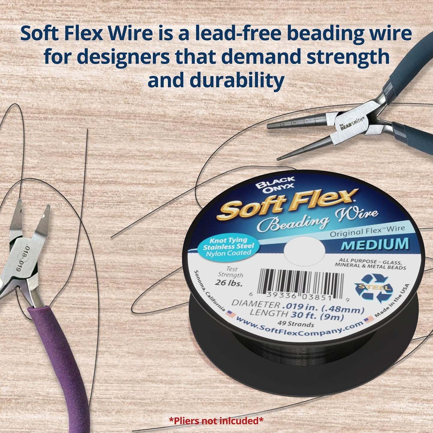 Soft Flex 49 Strand Beading Wire - Medium 0.19 Diameter - 30 Feet Nylon Design Wire
