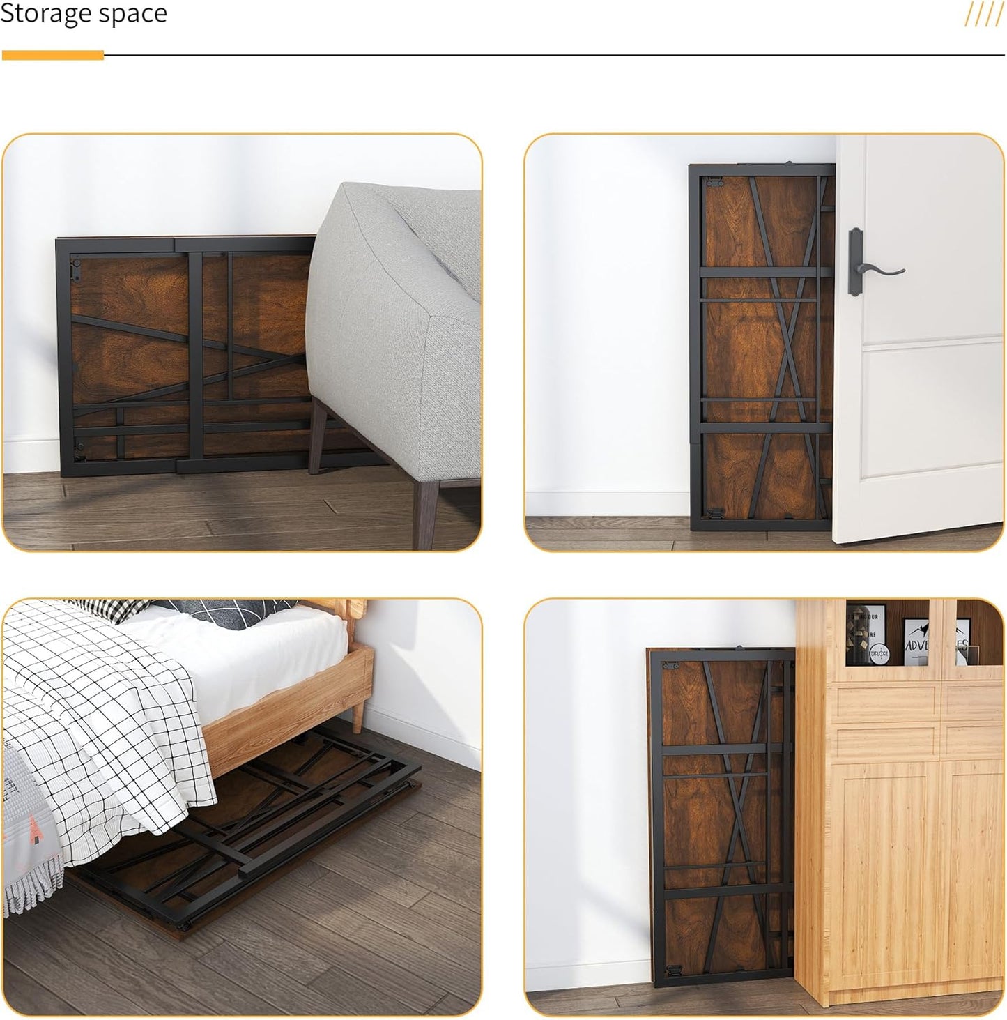 Folding Computer Desk 40 inch Writing Gaming Computer Camping Desk, No Assembly Required Home Office Table, Mahogany