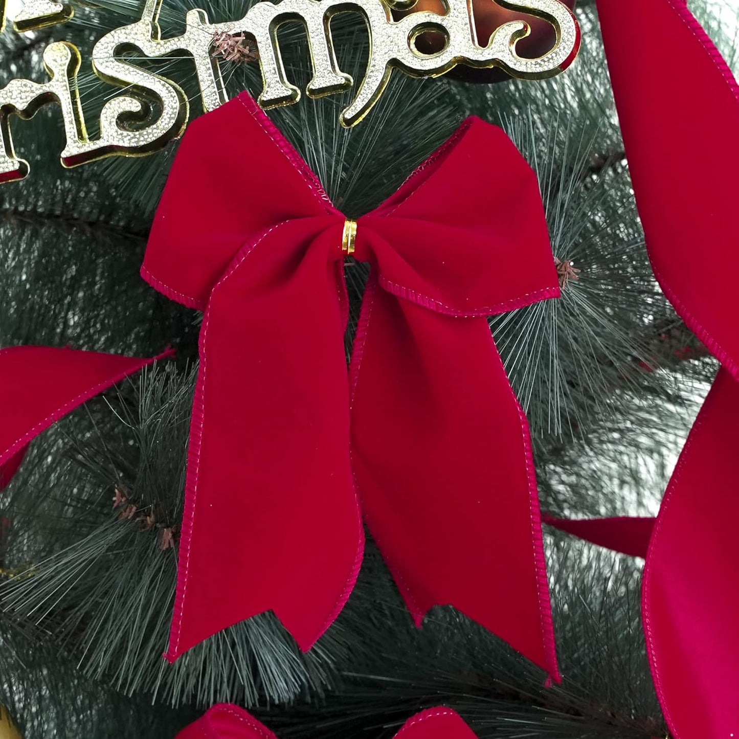 MEEDEE Red Velvet Ribbon - 2.5 Inch Wide, Wired, 25 Yards Spool - Velvet Christmas Ribbon for Tree, Wreaths, Bows