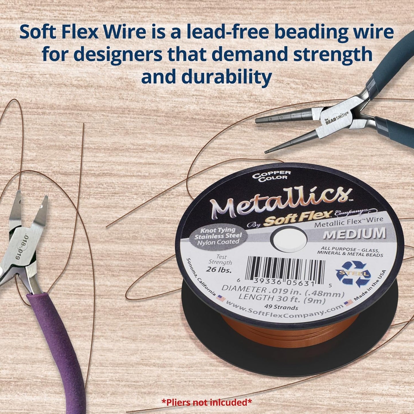 Soft Flex 49 Strand Beading Wire - Medium 0.19 Diameter - 30 Feet Nylon Design Wire