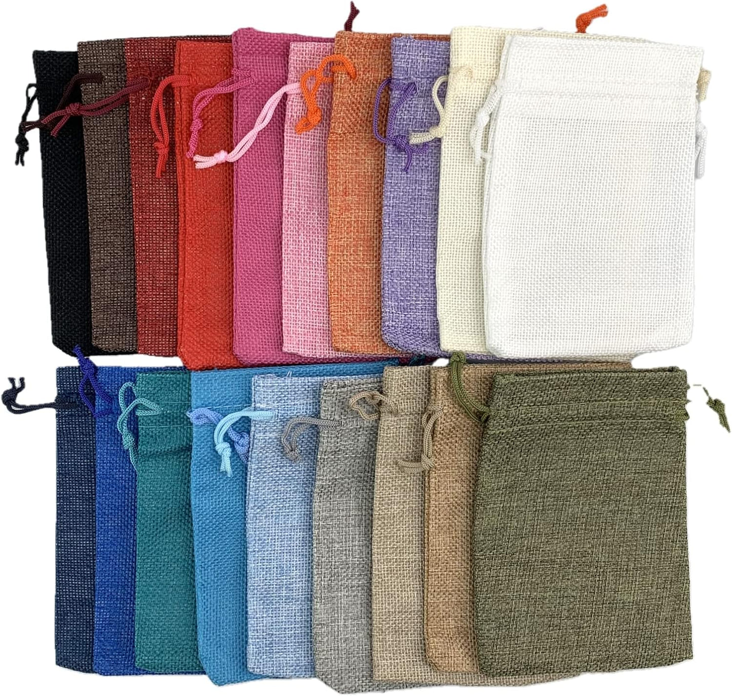 Palmhomee Pack of 20 Burlap Gift Bags with Drawstring Linen Jewelry Pouches Wedding Hessian Jute Bags for Birthday Treat Pouches Party Wedding Favors Gift(4x5.6 Inch, Mixed Colors)