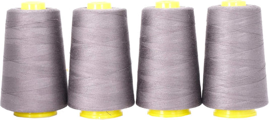 Mandala Crafts 4 Pack of Serger Threads Cones Spools - 40S/2 24000 Yards Polyester Taupe Threads for Sergers Machine and Overlock Quilting Sewing Machine