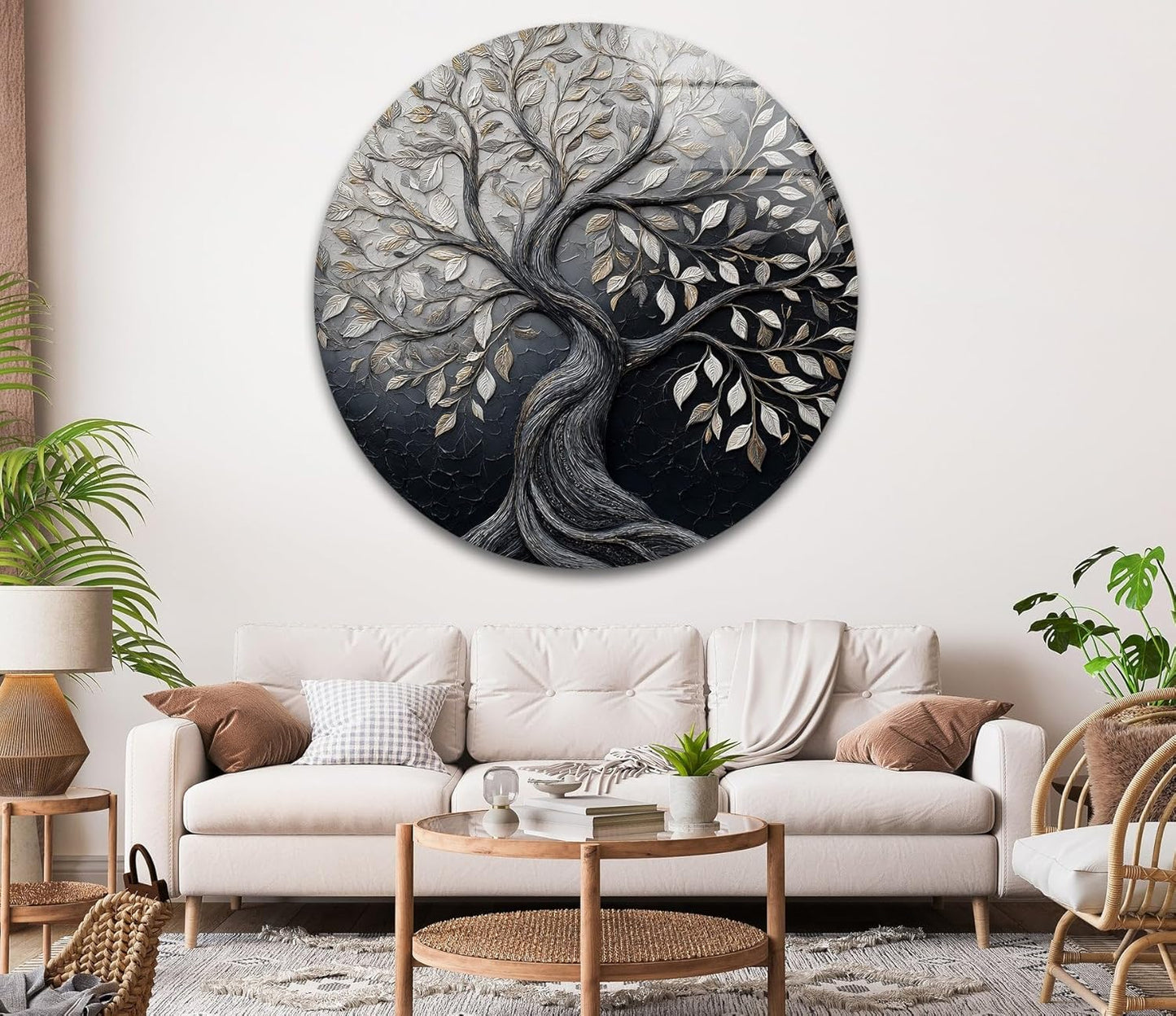 My Photostation.com 20''(50cm) Diameter Twilight Tree of Life Round Glass Wall Art Tempered Glass Printing Wall Decor Large Wall Art Wall Hangings