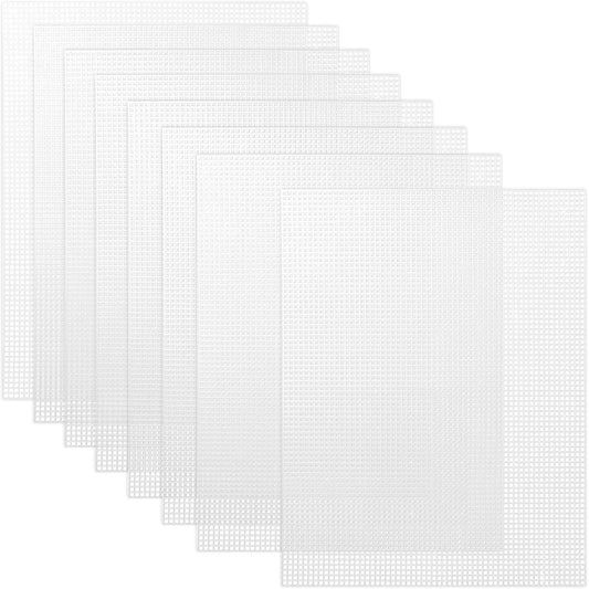 Caydo 8 Pieces 7 Count Plastic Canvas Sheets, Plastic Mesh Sheet for Cross Stitch, Making Aquarium Dividers, Knit Crochet Projects, 10.5 x 13.5 Inch