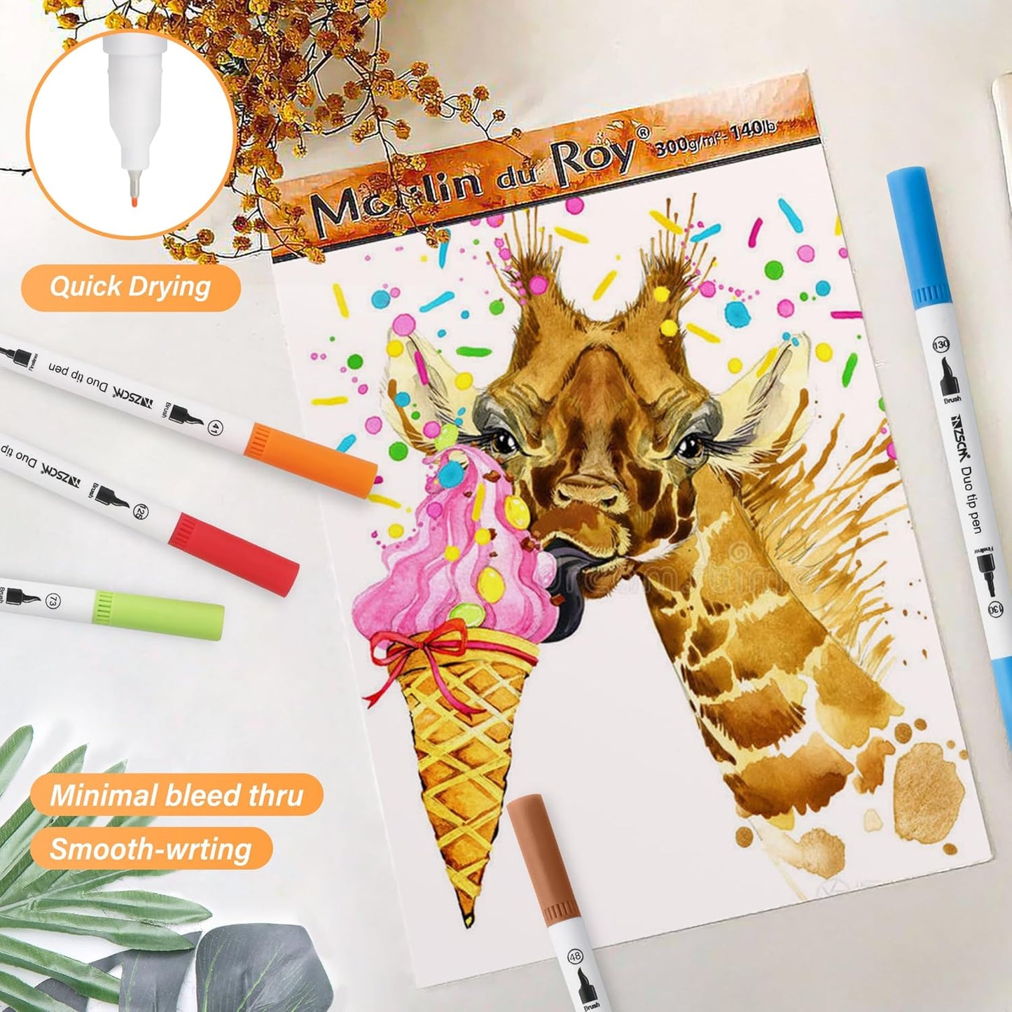 ZSCM 160 Colors Duo Tip Brush Markers Art Pen Set, Artist Fine and Brush Tip Colored Pens, for Adult Coloring Books Christmas Cards Drawing, Note taking Lettering Calligraphy Journaling