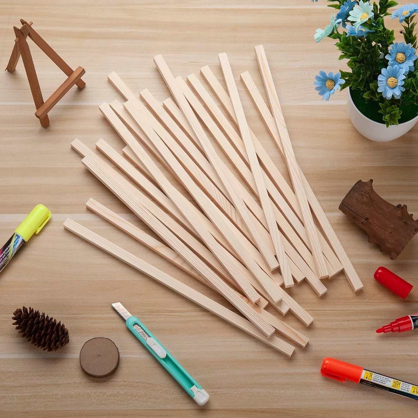 Square Wood Dowel Rods Wooden Craft Sticks, 20PCS 3/8" x 12" Wooden Square Dowel Rods for Crafting, Unfinished Hardwood Sticks Wood Pieces for Arts and DIYers, DIY Projects, Home Decor, Woodworking