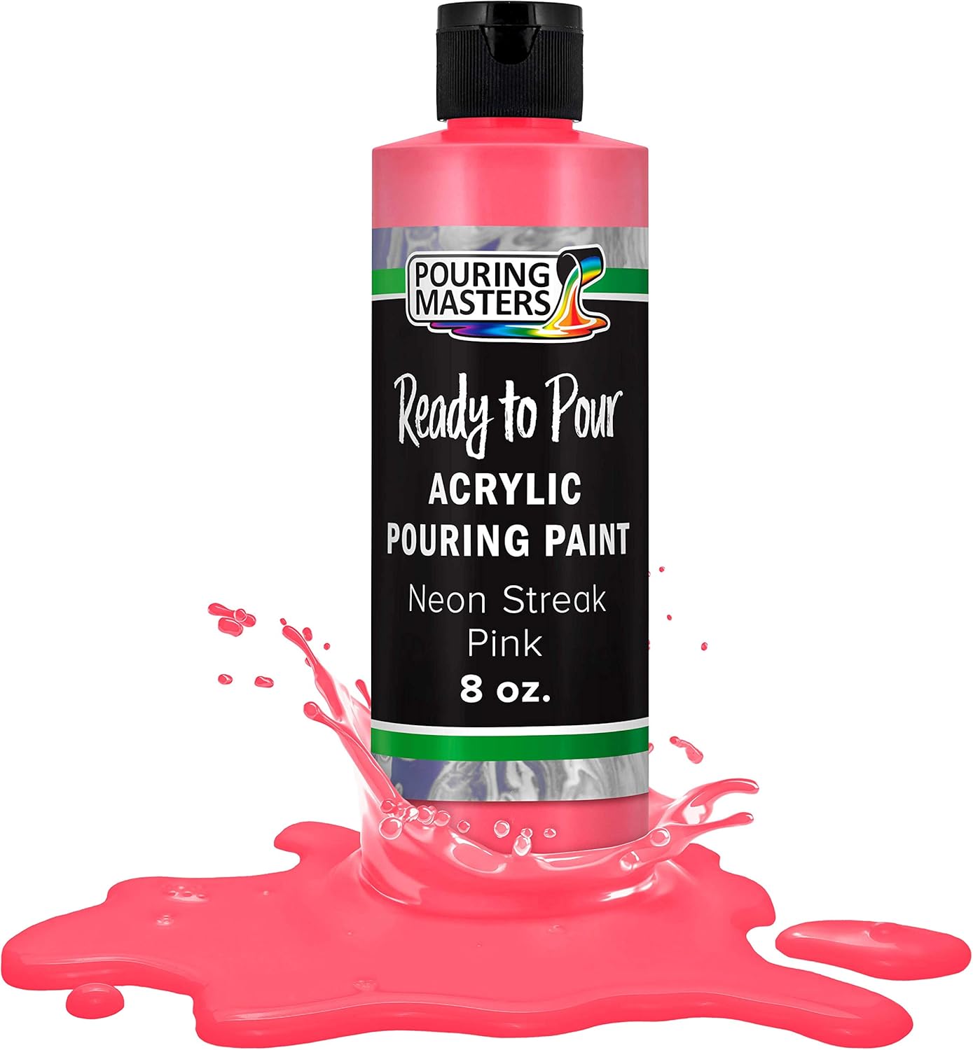 Pouring Masters Neon Streak Pink Ready to Pour Acrylic Pouring Paint - Premium 8-Ounce Pre-Mixed Fluid Acrylic Paint - Fluid Art Supplies for Canvas, Wood, Paper, Tile & Rocks
