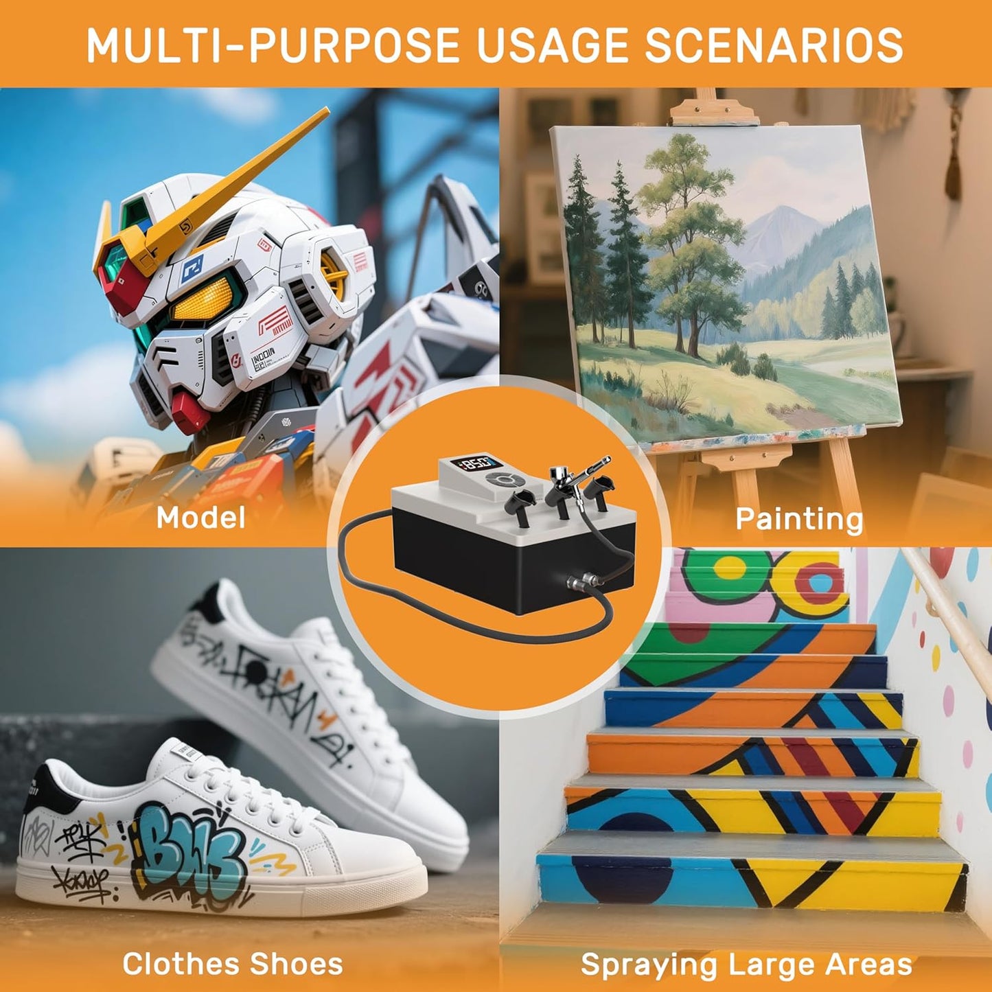 Colima Professional Airbrush Compressor – 85 PSI High-Performance, Ultra-Quiet, with Precision Pressure Control – Ideal for High-End Airbrushes