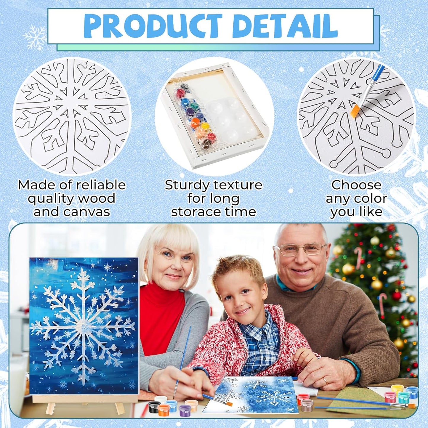 Zhanmai 12 Pack Pre Drawn Canvas for Painting Sip and Paint Kit 8" x 10" Paint Party Set Canvas Painting Pre Printed Canvases for Party Favor DIY Virtual Adult's Date Night(Winter Snowflake)