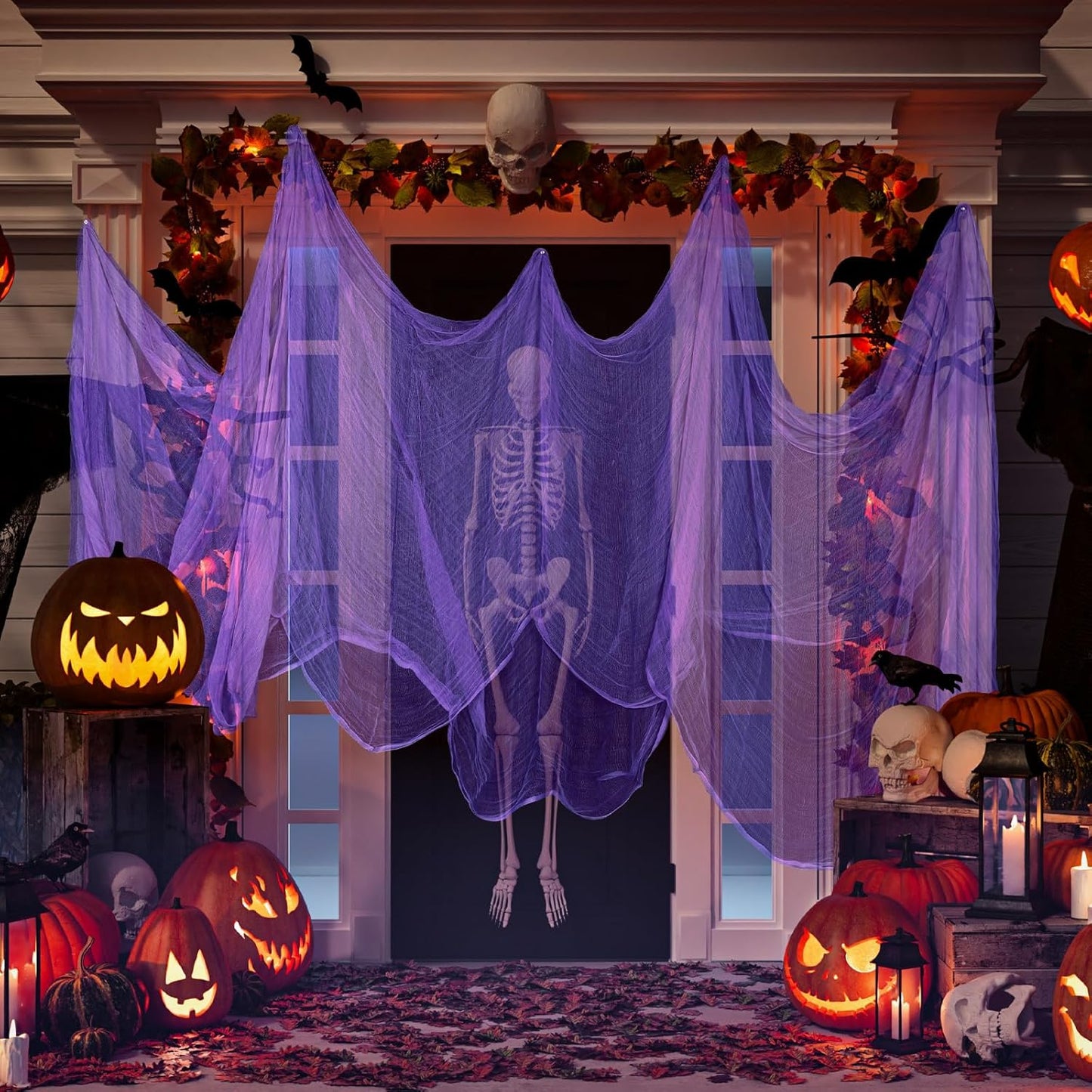Boao Halloween Cheese cloth 39.37 x 393.7 Inch Purple Cheesecloth Roll for Crafts Large Cotton Muslin Gauze Fabric for Halloween Outdoor & Indoor Spooky Decoration