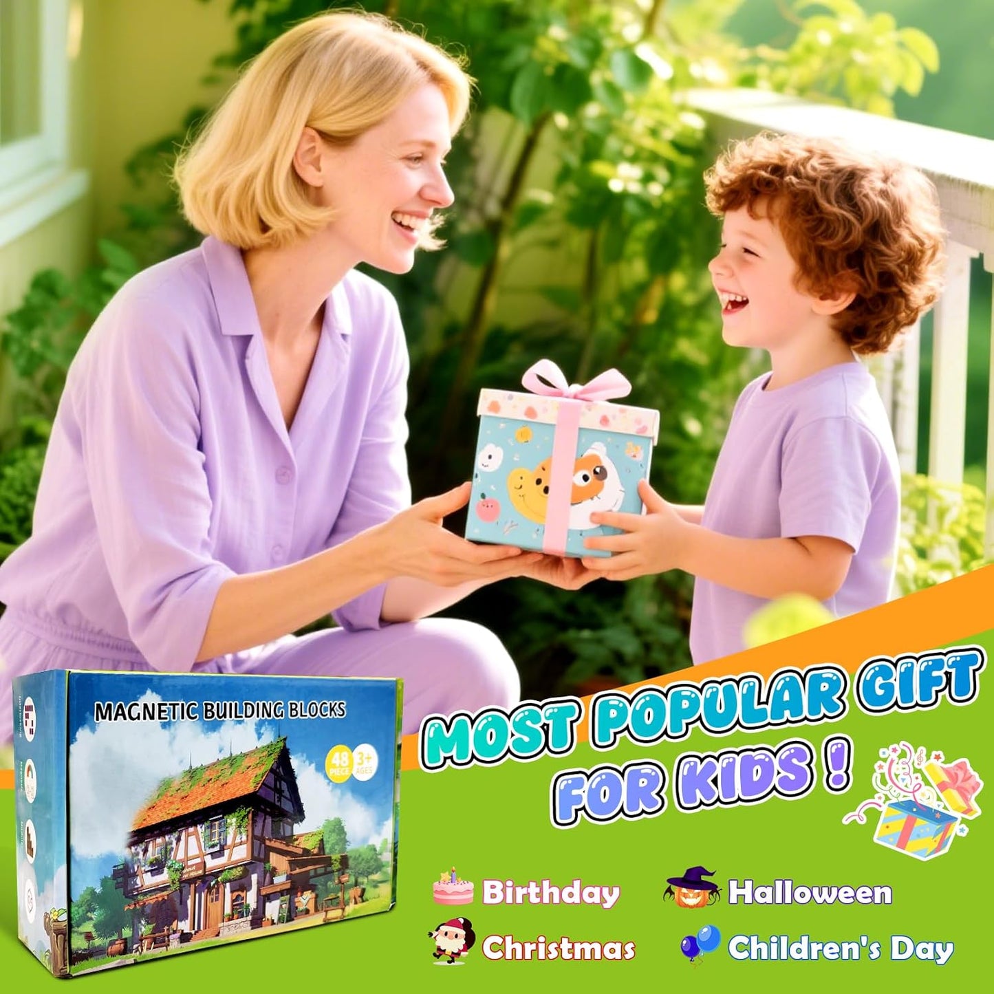 Magnetic Blocks Building Toys for Kids: 48PCS Magnetic Blocks for Kids Ages 4-8, 1" Magnet Cubes, STEM Sensory Toys for Boys & Girls, Christmas Birthday Gifts for Kid Ages 3+