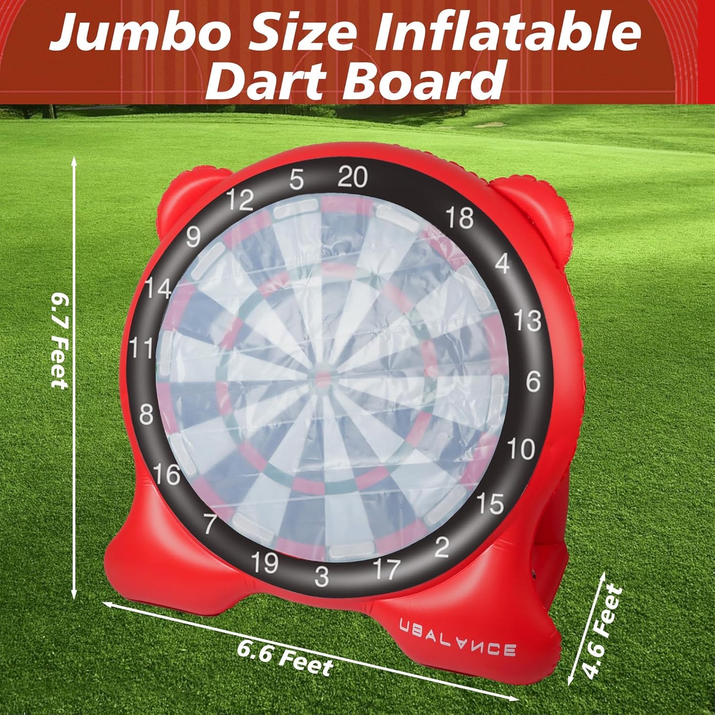 UBALANCE Giant Inflatable Dart Board, Outdoor Dartboard Yard Games for Adults, Family Sports, Sticky Kick Balls, Soccer, Tennis, Soft Darts, Golf, Party Fun Carnival Games