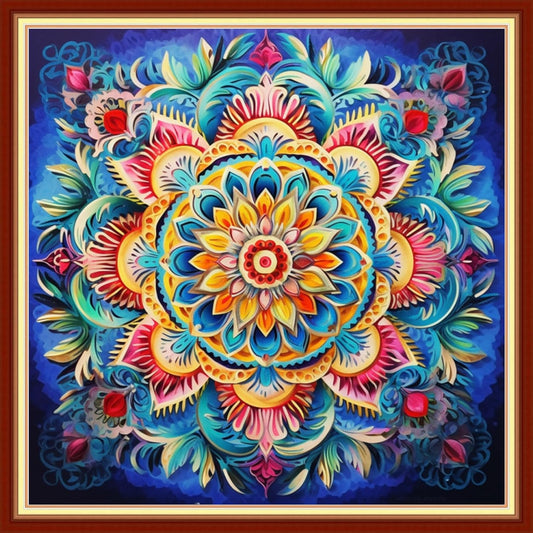 Redxing Stamped Cross Stitch Kits Full Range of Embroidery Starter Kits- Needlepoint Counted Cross Stitch Kits for Beginner Adults 11CT Printed Embroidery Kit-Magic Mandala 18x18 inch