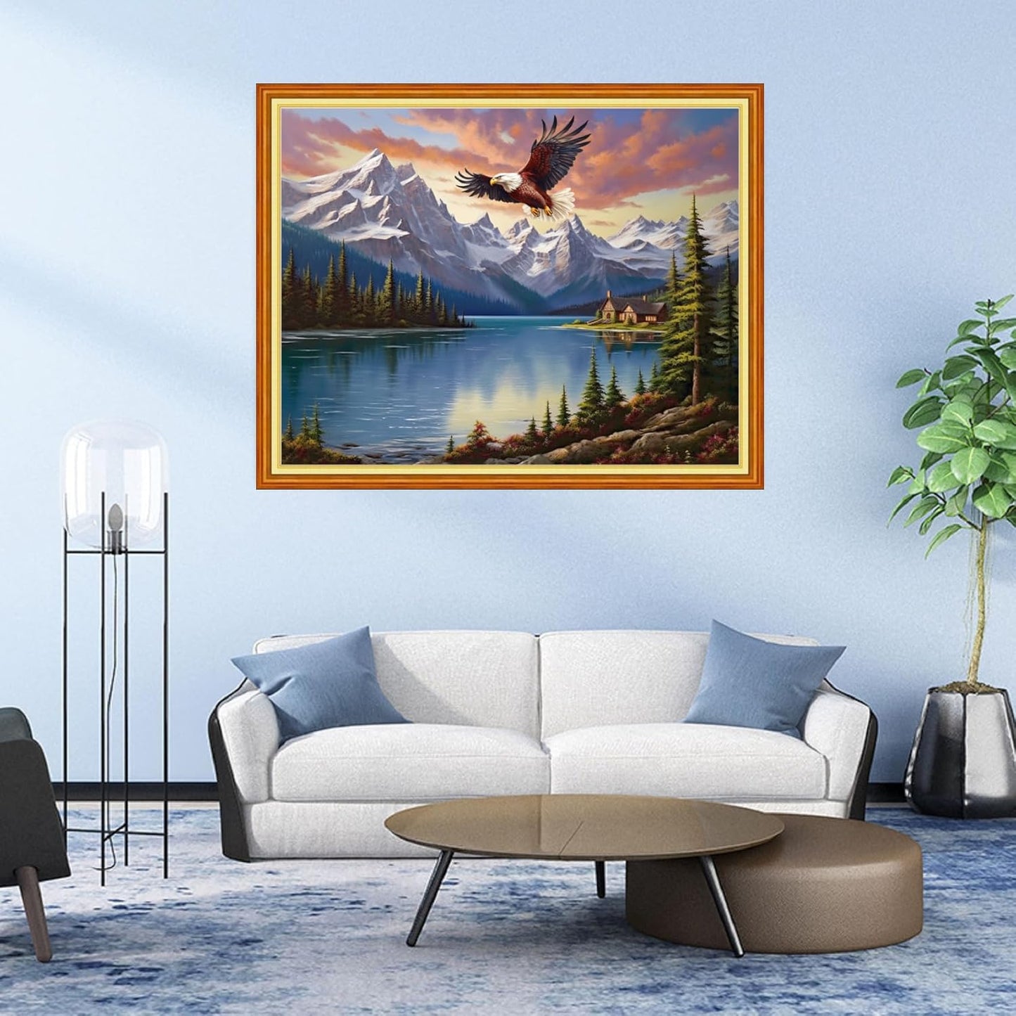 DMCVIVR Stamped Cross Stitch Kits for Adults Beginners Embroidery Kits 11CT Needlepoint Kits Cross Stitch Patterns Embroidery Patterns&Spreading its Wings Flying Eagles 16x20 inch