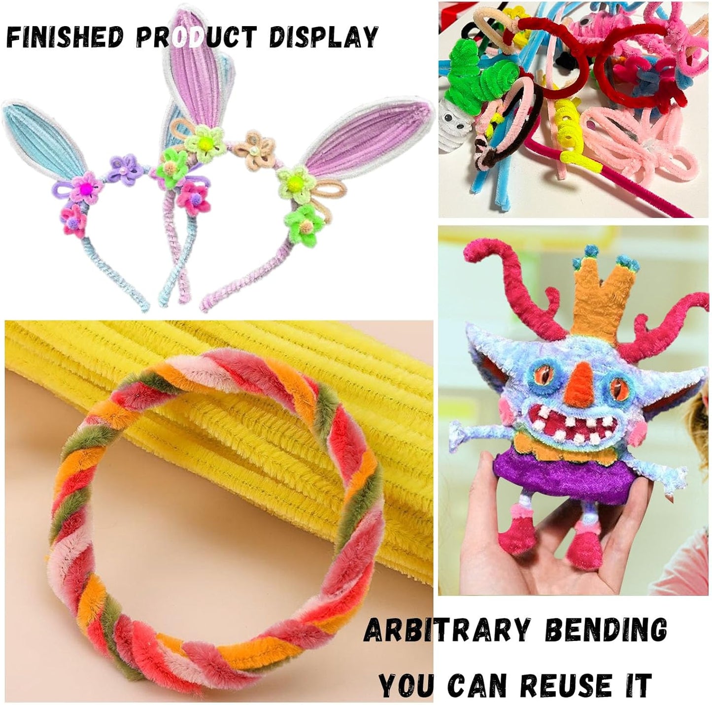 Pipe Cleaners,Arts and Crafts,Chenille Stems,1000PCS Pipe Cleaners Craft Christmas Gifts Craft Supplies for Kids Projects Creative DIY Decorations,Juegos para Niños