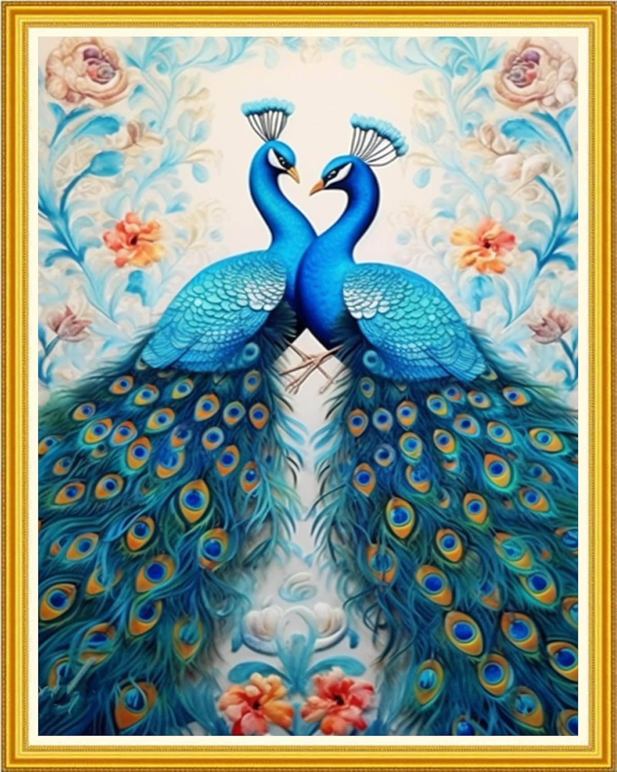 Magxvouy Cross Stitch Kits Stamped Full Range of Embroidery Kits,Cross Stitch Patterns Needlework Kits for Beginners 11CT Printed Kits&Blue Peafowl 16x20 inch