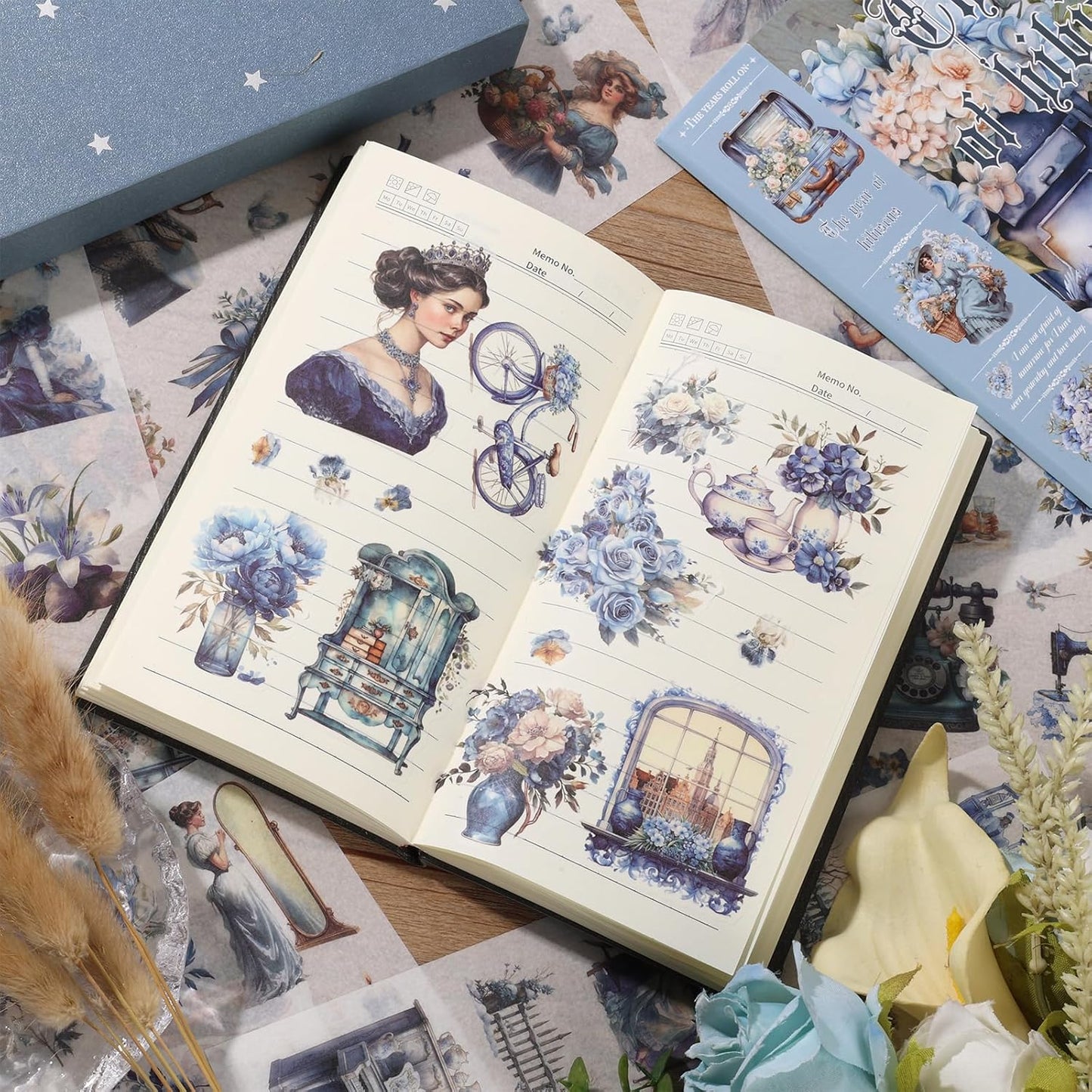 Vintage Ephemera Sticker 24 Sheets precut 300 washi Stickers Paper Journal Stickers for Adults People Junk Journal Sticker Book Scrapbooking Supplies