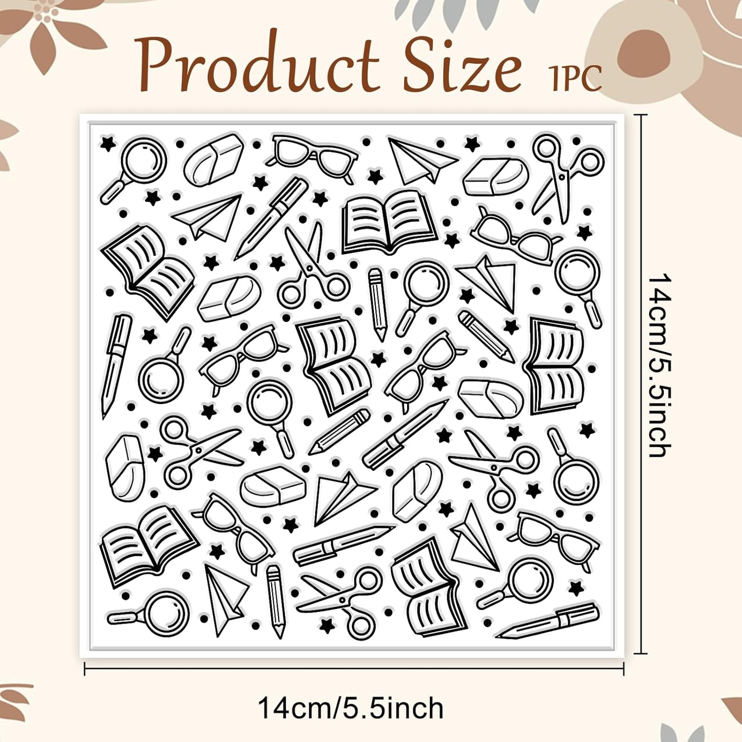 CHGCRAFT School Elements Polymer Clay Texture Sheets Seamless Pattern Books Silicone Texture Mat Modeling Pattern Pad for Jewelry and Clay Earrings Tools, 5.5x5.5 inch