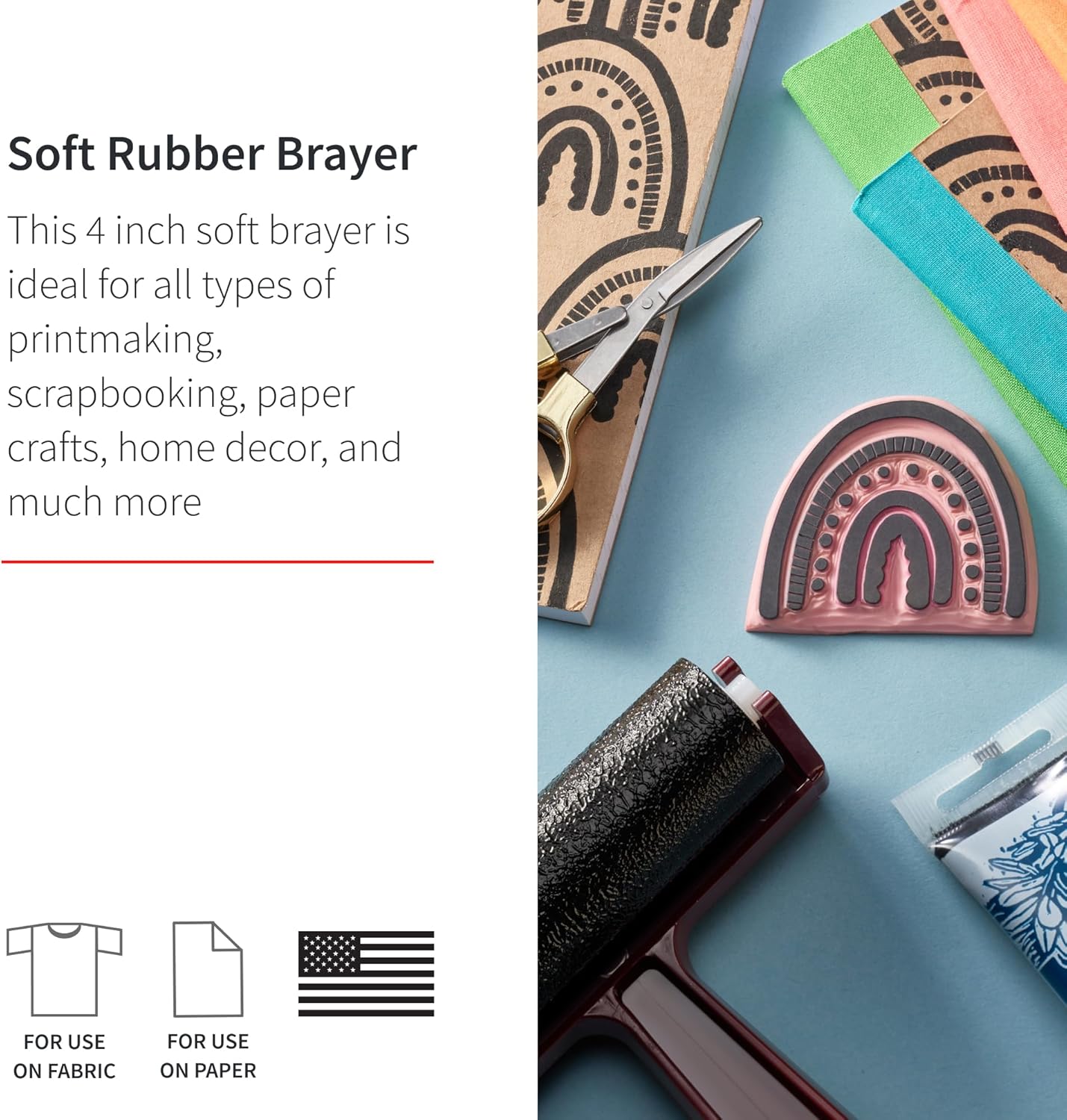 Speedball Pop-in Soft Rubber Brayer, 4" (6-Pack) – Roller Tool for Crafting and Block Printing, Vinyl, Comfort Grip Handle