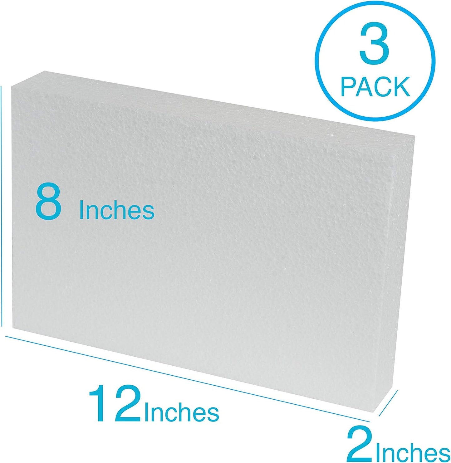 Silverlake 8x12x2 Craft Foam for Styrofoam Block Projects (3-Pack)