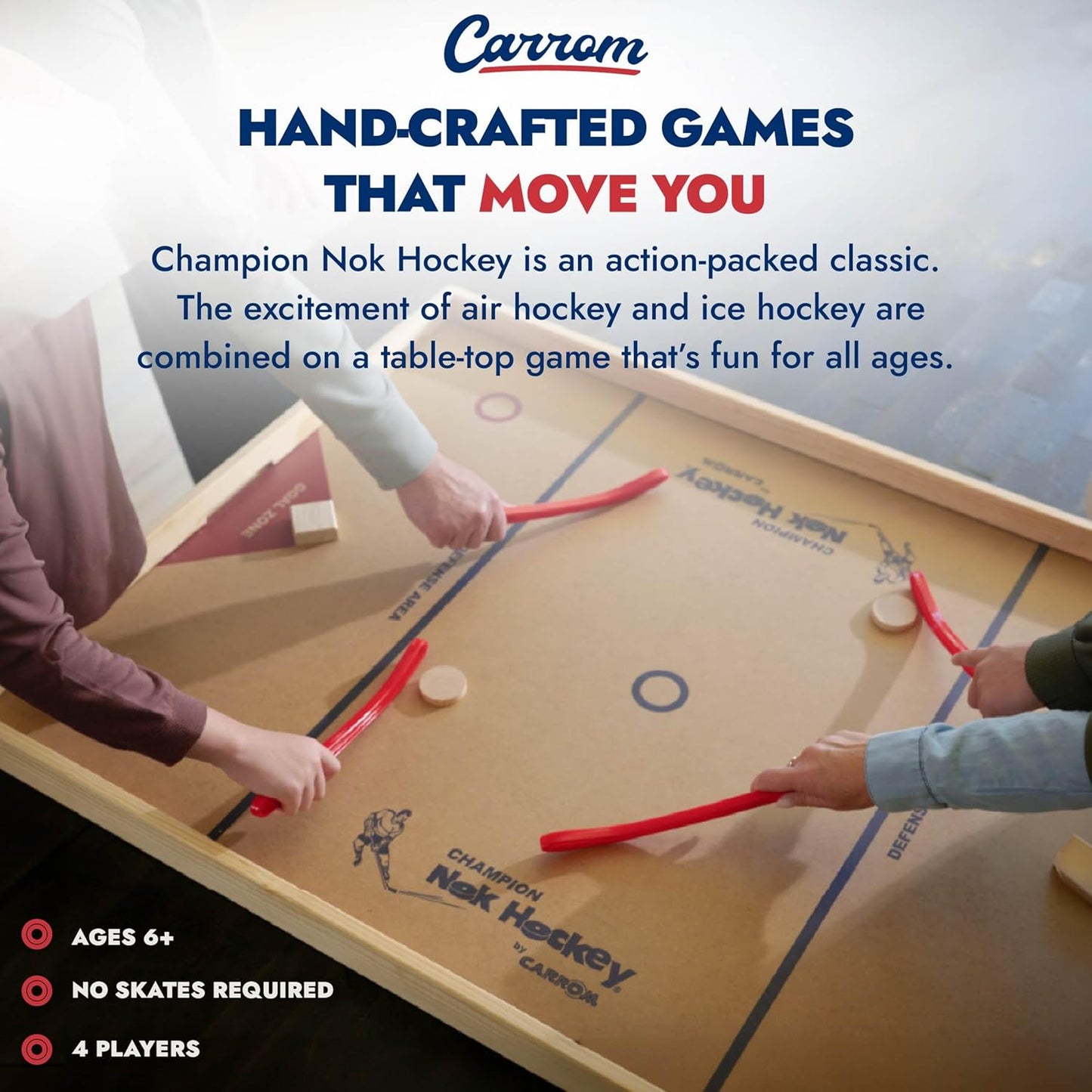 Carrom Champion Nok Hockey Game (Large) — Wooden Board Games for Adults & Children — Indoor and Outdoor Games for Family — Sports Board Games