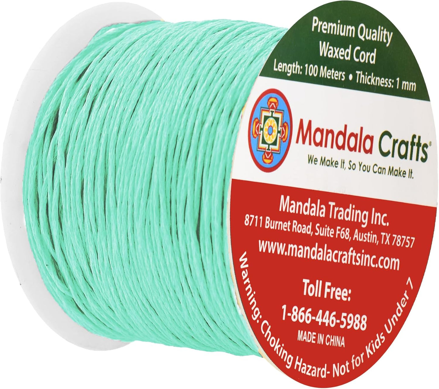 Mandala Crafts 1mm 109 Yards Aqua Cotton Waxed Cord for Jewelry Making Bracelet Cord Waxed String - Beading String Thread Jewelry Cords for Necklaces String