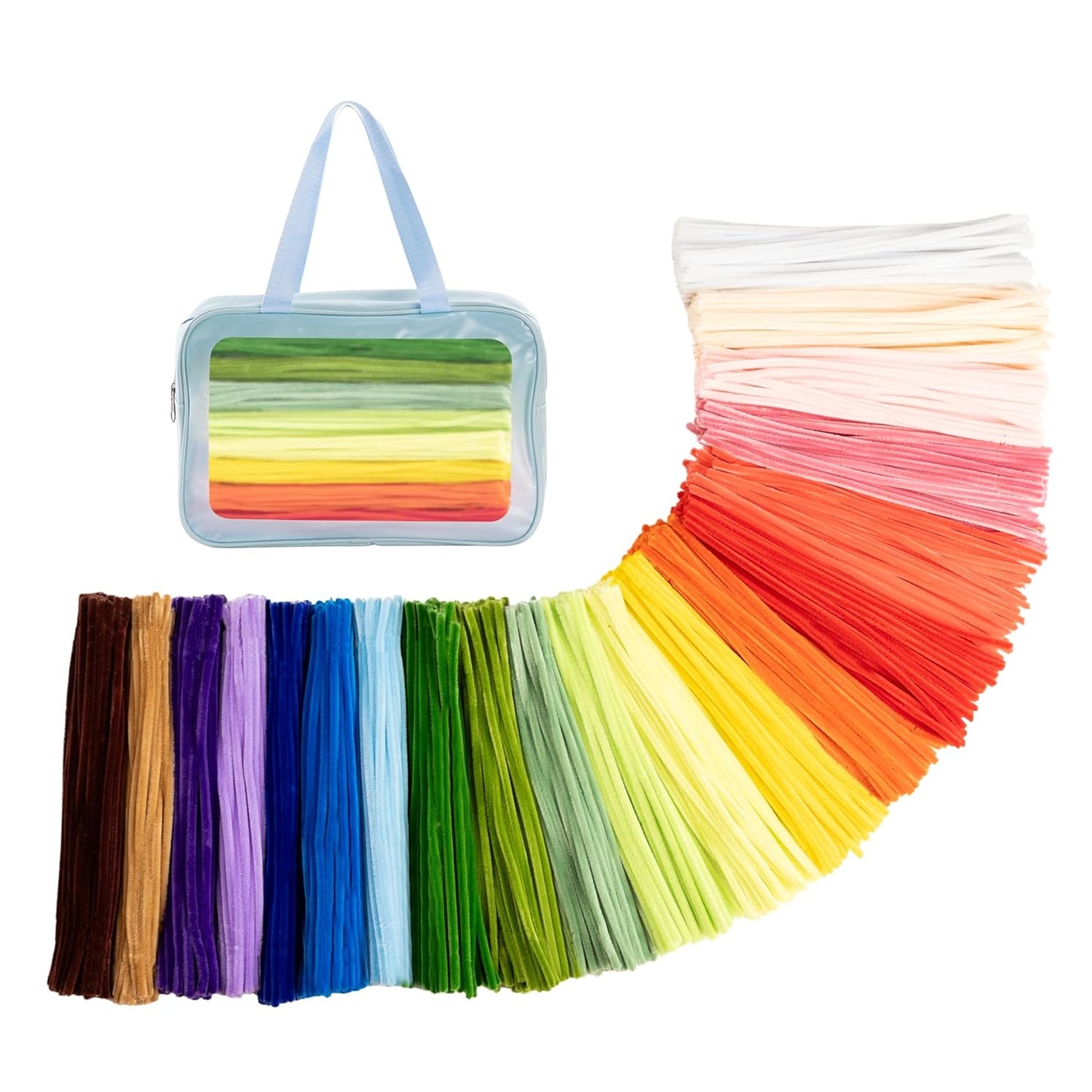 1000pcs Pipe Cleaners Bulk Set with Storage Bag, 20 Assorted Colors Chenille Stems, 12inch * 8mm for DIY Art & Craft Projects