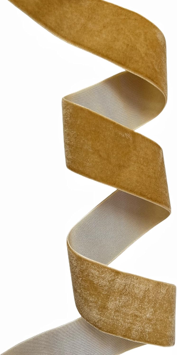Velvet Ribbon, 1 1/2-Inch by 25-Yard Spool (Khaki)