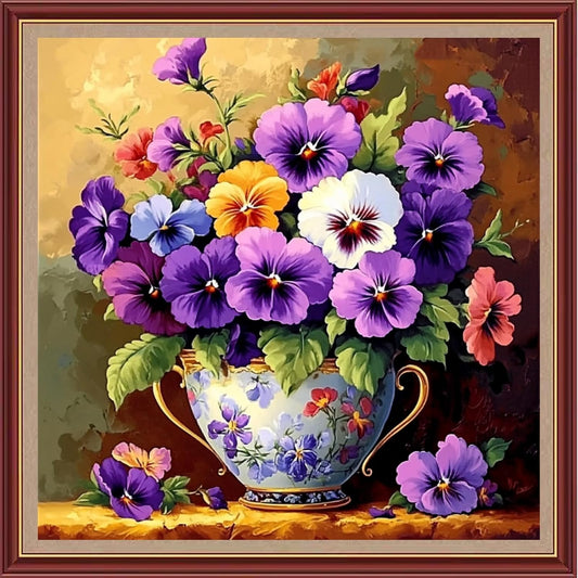 DMCXART Counted Cross Stitch Kits for Adults Needlepoint Kits Unprinted Cross Stitching Embroidery Kit 11CT Cross Stitch Supplies-Colorful Flowers 18x18 inch
