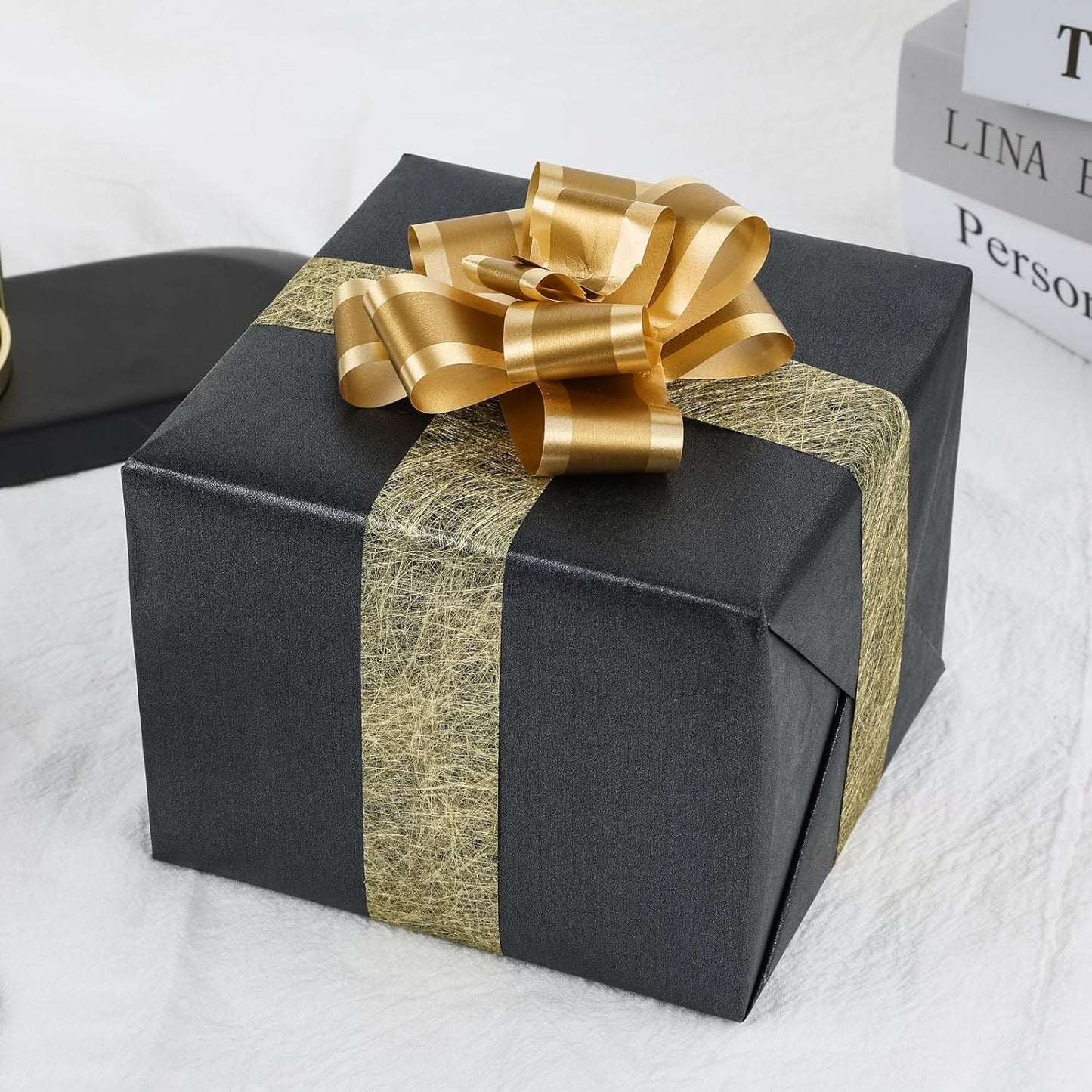 NESCCI Matte Carbon Black Wrapping Paper,Solid Color Pearly-Lustre Paper,Gift Wrapping Paper,Perfect for Wedding,Birthday, Christmas,Baby Shower,DIY Bouquet (17 Inches X 32.8 Feet)